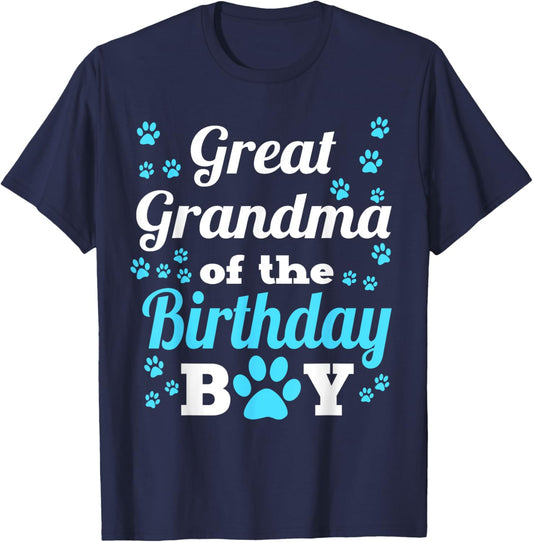 Great Grandma Of The Birthday Boy Dog Paw Bday Party T-Shirt - T-Shirt | Navy