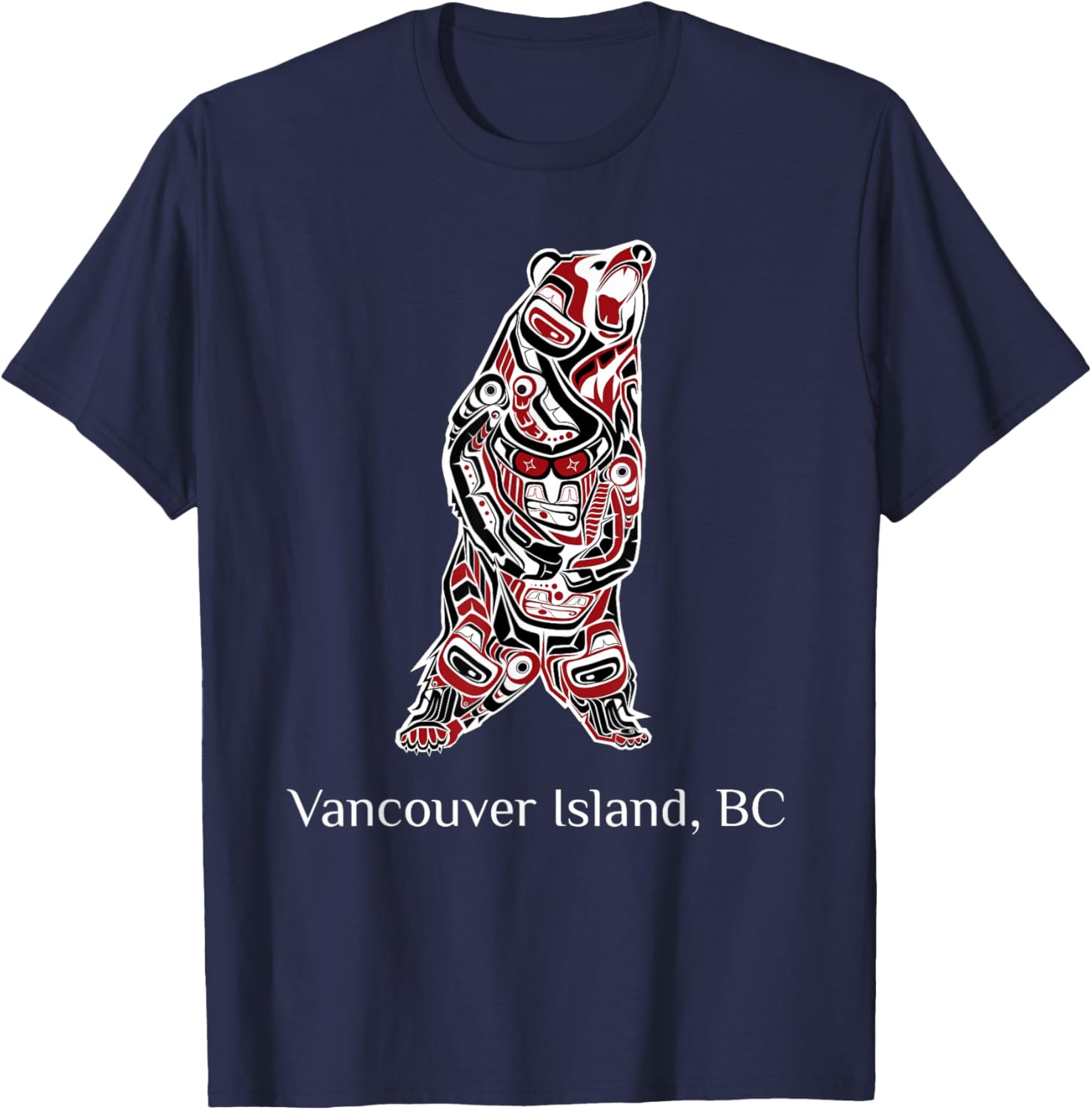 Vancouver Island British Columbia Native Brown Grizzly Bear T-Shirt - T-Shirt | Navy