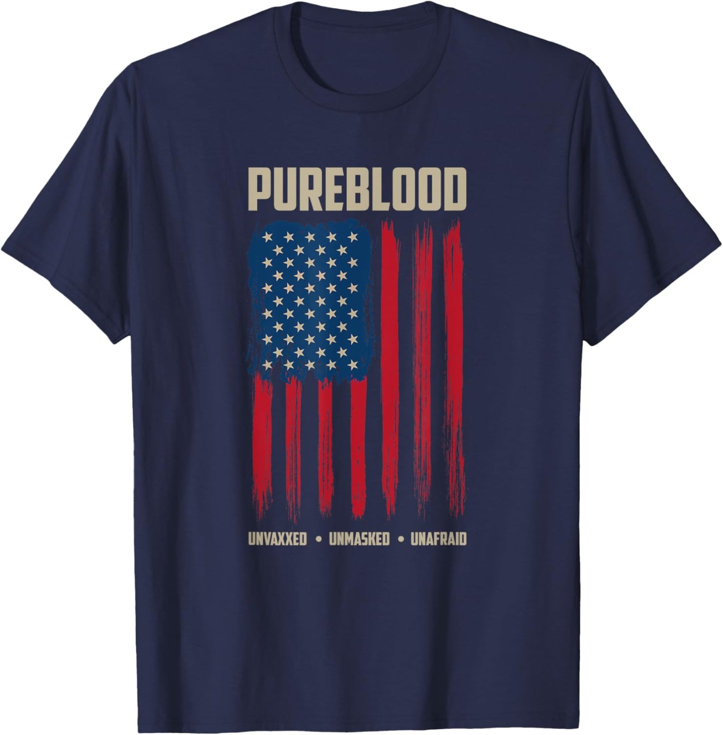 Pureblood American Flag Pure Blooded Patriot T-Shirt - T-Shirt | Navy