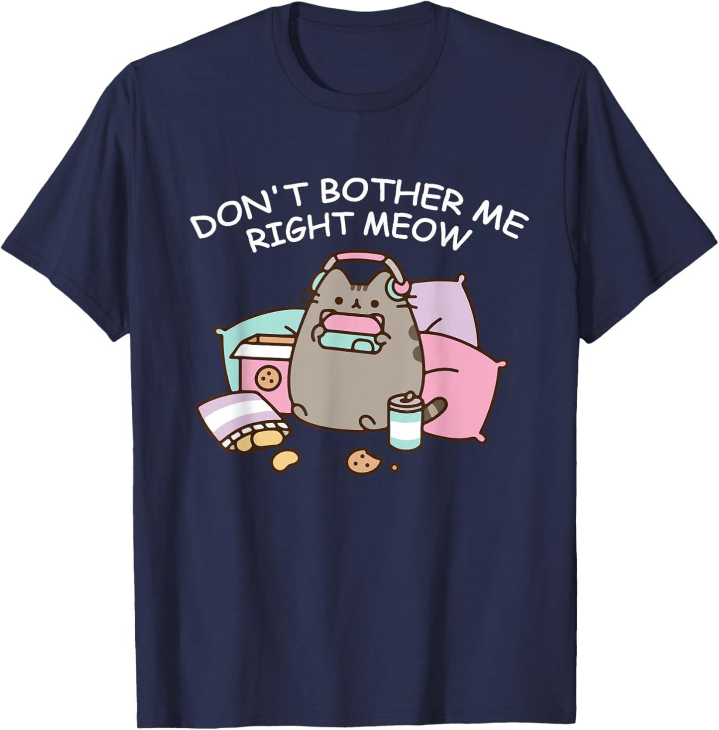 Don't Bother Me Right Meow, Funny Video Gamer and Cat Lover Women Girls Kids T-Shirt - T-Shirt | Navy