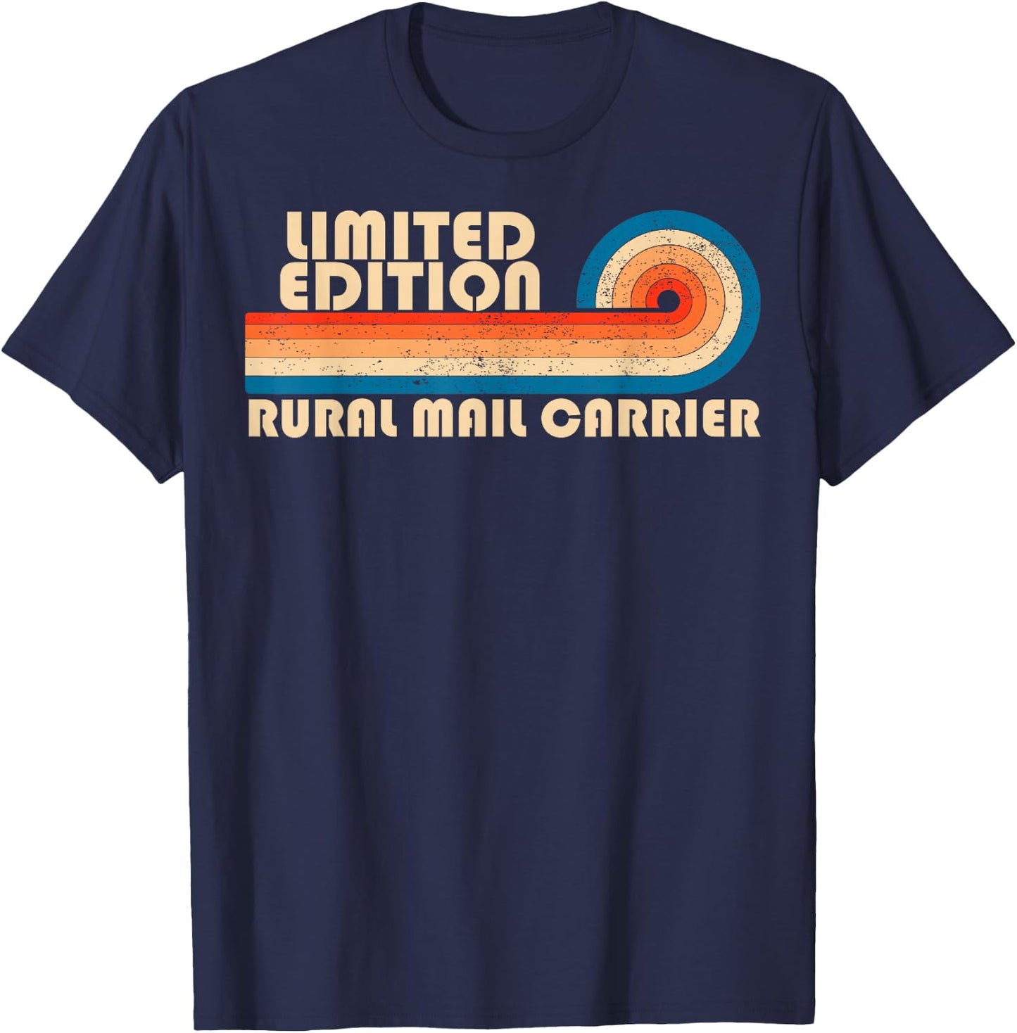 RURAL MAIL CARRIER Retro 70s 80s Sunset Stripe T-Shirt - T-Shirt | Navy