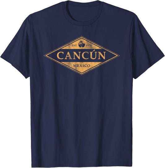 Cancun Mexico Souvenir Retro Beach Vintage T-Shirt - T-Shirt | Navy