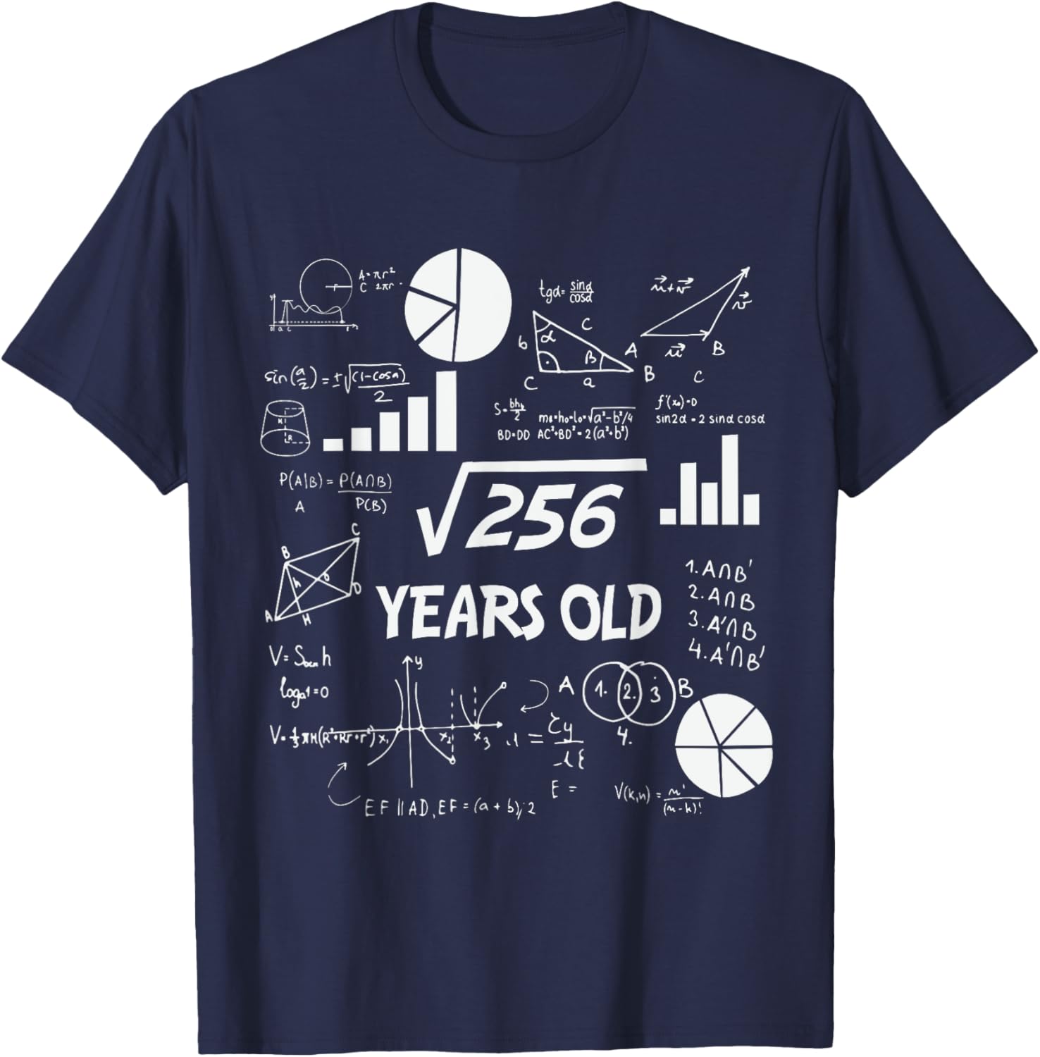 16th Birthday Square Root of 256 Math 16 Years Old Birthday T-Shirt - T-Shirt | Navy