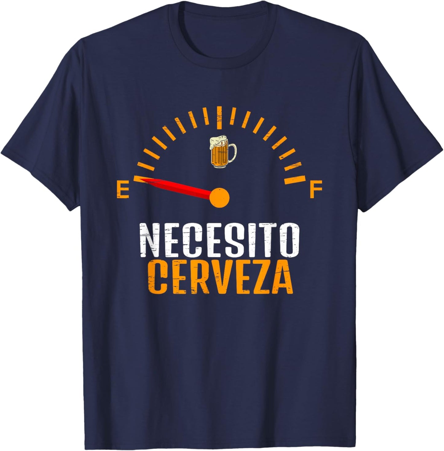 Necesito Cerveza Odometer Alcohol Drinking Beer Drunkard Pub T-Shirt - T-Shirt | Navy