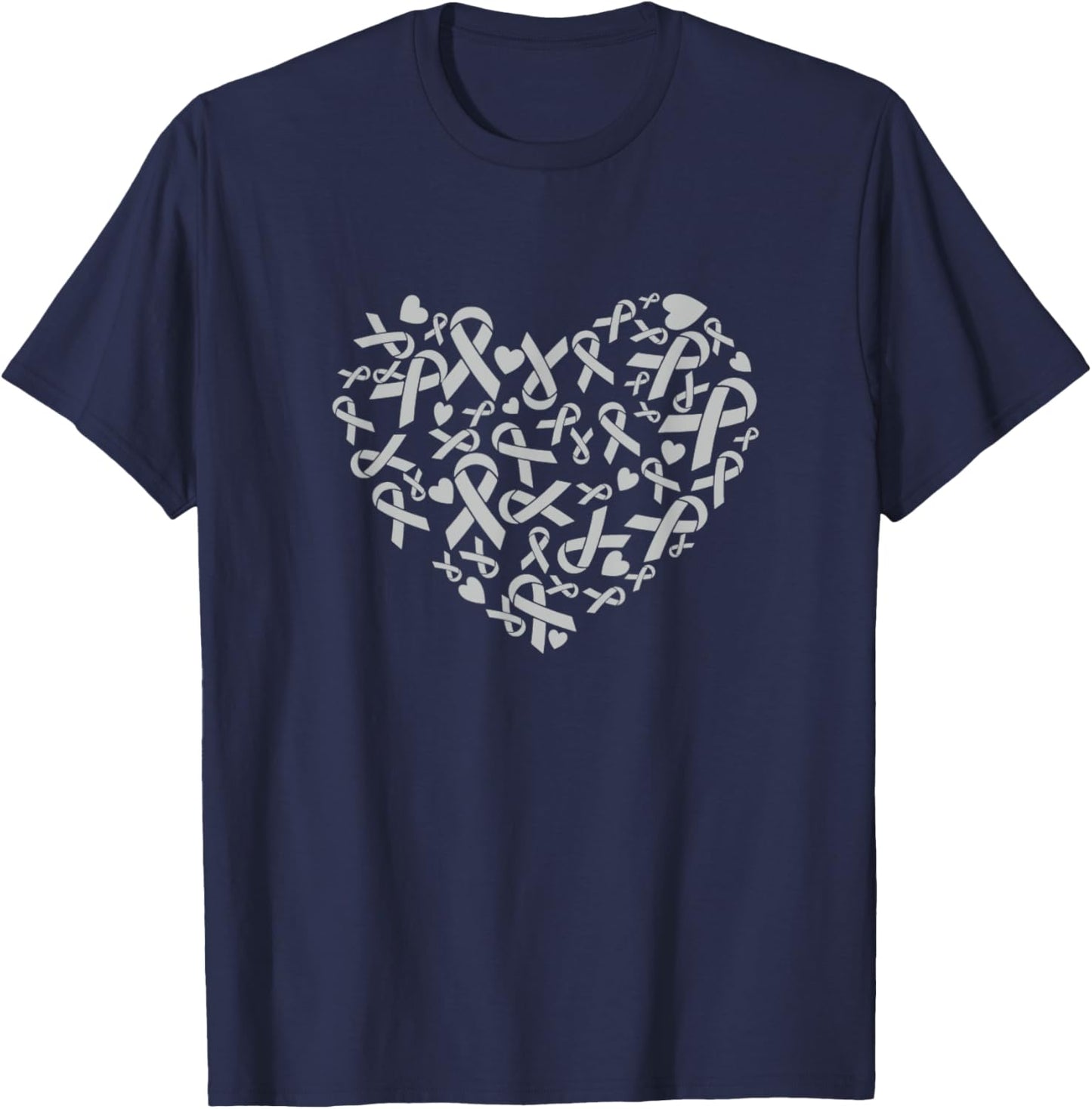 Go Grey In May Brain Cancer Heart T-Shirt - T-Shirt | Navy