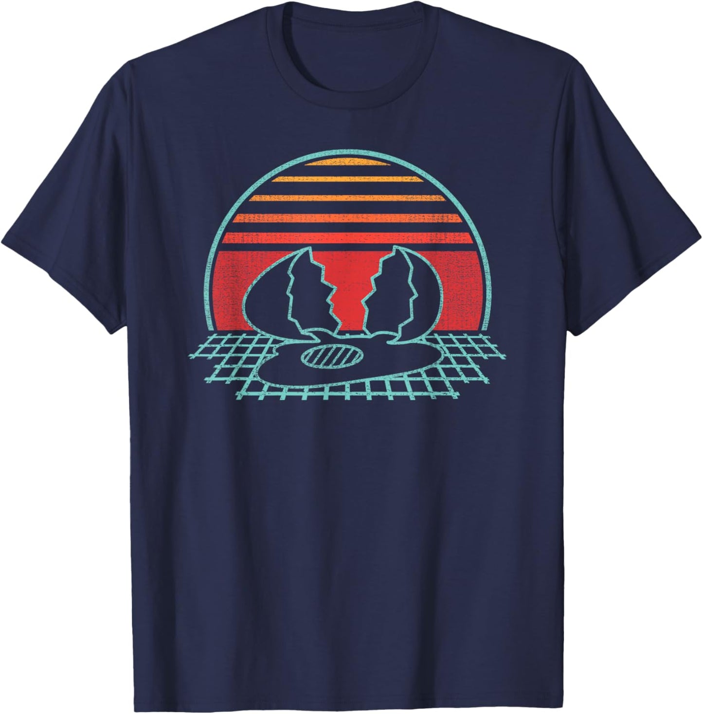Broken Chicken Egg Farmer Retro Vintage 80 Style T-Shirt - T-Shirt | Navy