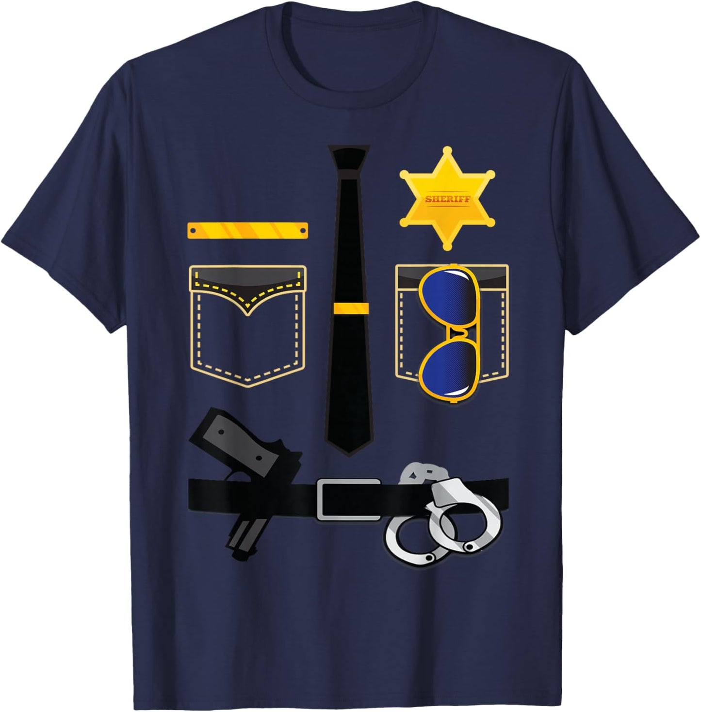 Police Sheriff Uniform Funny Halloween Costume Kids Boys Men T-Shirt - T-Shirt | Navy
