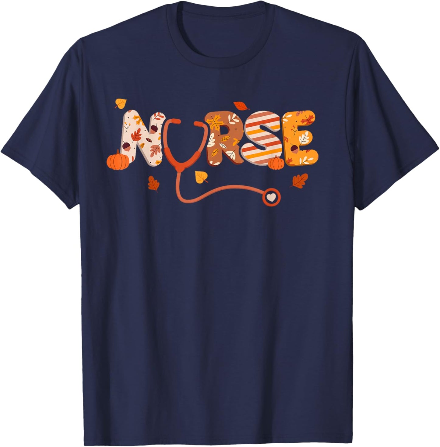 Thanksgiving Nurse Turkey Day Fall Love RN ER NICU Women T-Shirt - T-Shirt | Navy