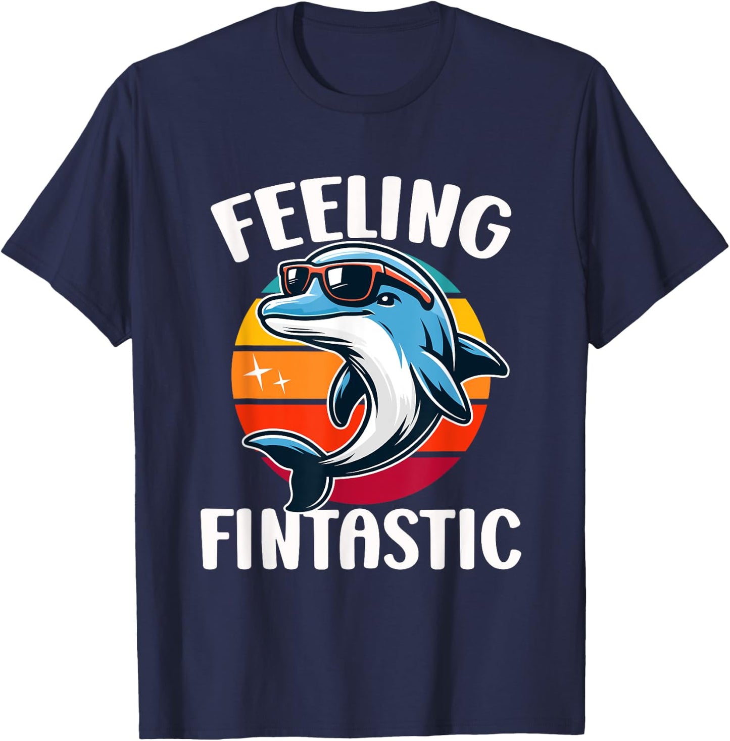 Feeling Fintastic Funny Dolphin Kids Ocean Marine Wildlife T-Shirt - T-Shirt | Navy