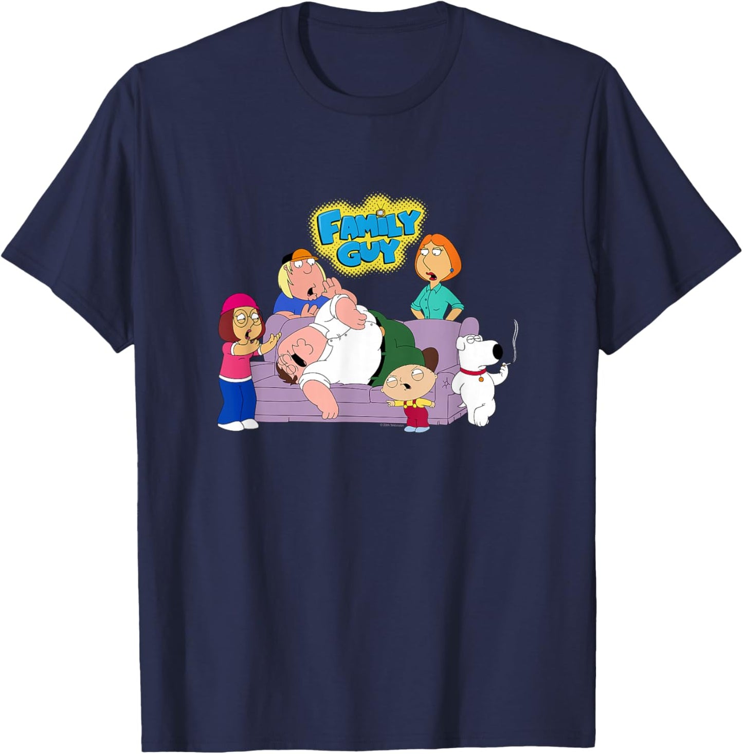Family Guy Drunk Peter and Family with Logo Cartoon T-Shirt - T-Shirt | Navy
