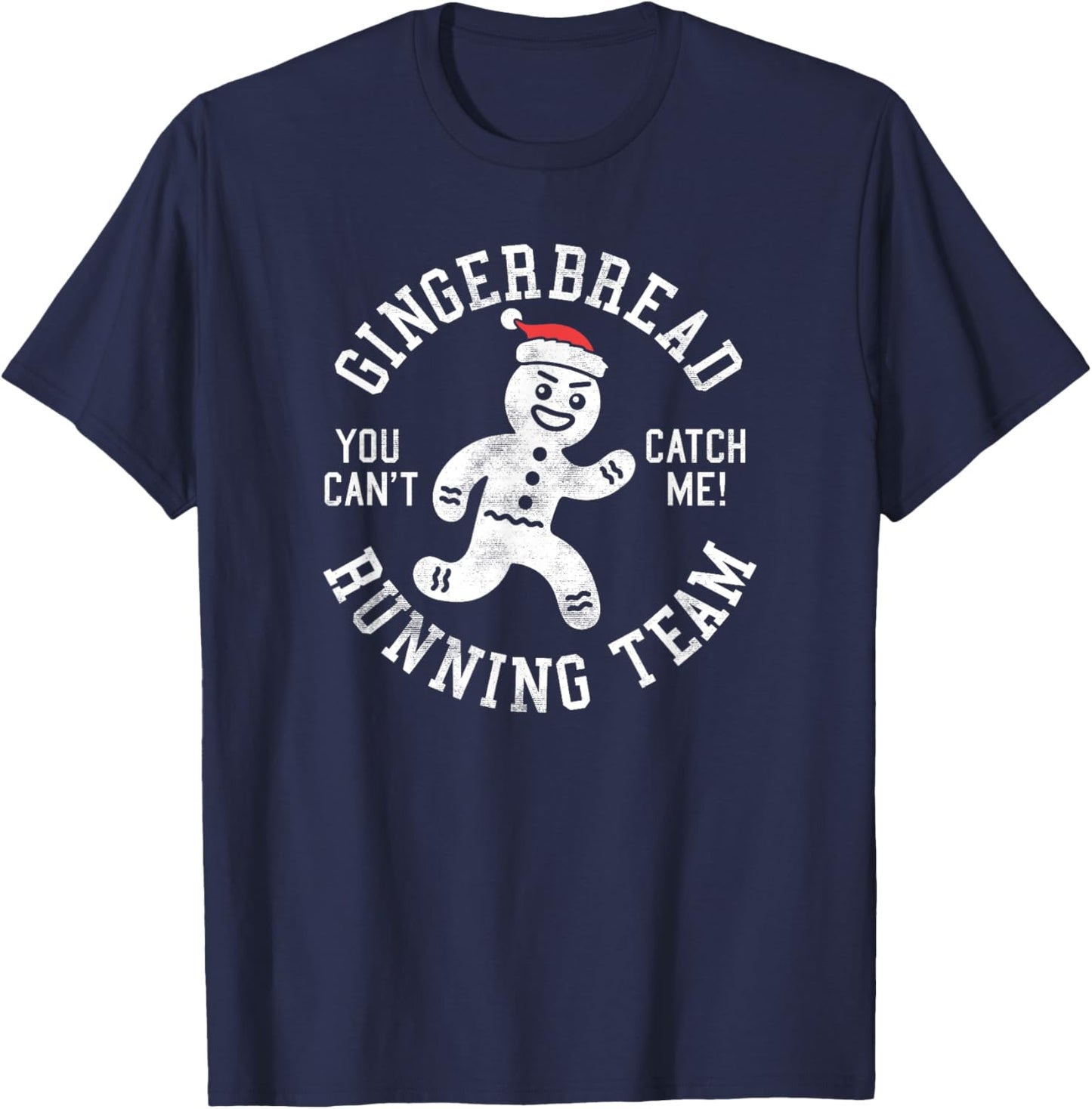 Trendy Gingerbread Running Team Christmas Humour T-Shirt - T-Shirt | Navy