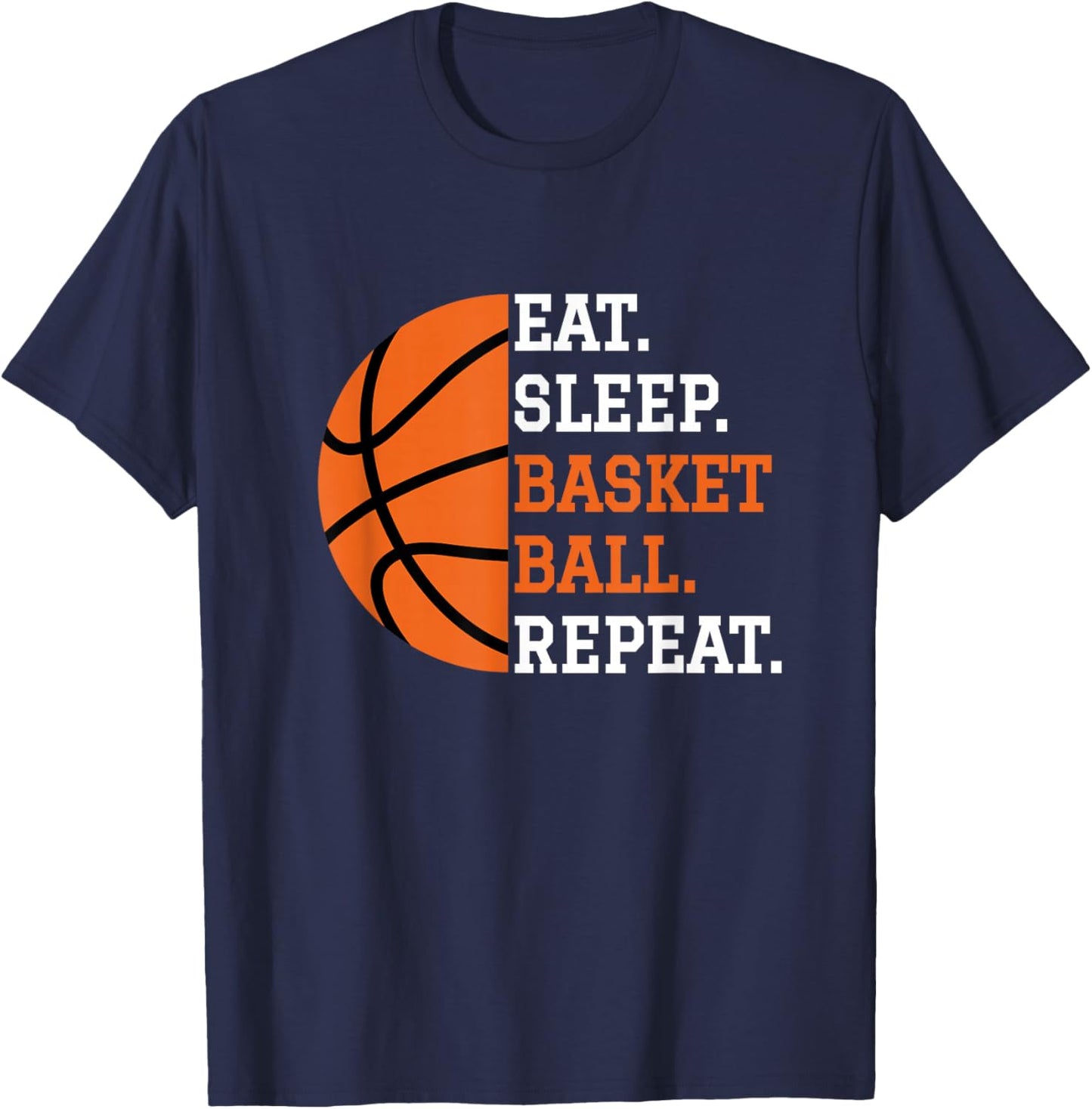 Basketball Player Boy Eat Sleep Basketball Repeat T-Shirt - T-Shirt | Navy