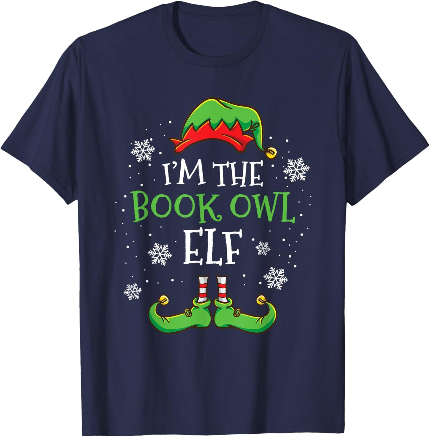 Im The Book Owl Elf Christmas Librarian T-Shirt - T-Shirt | Navy