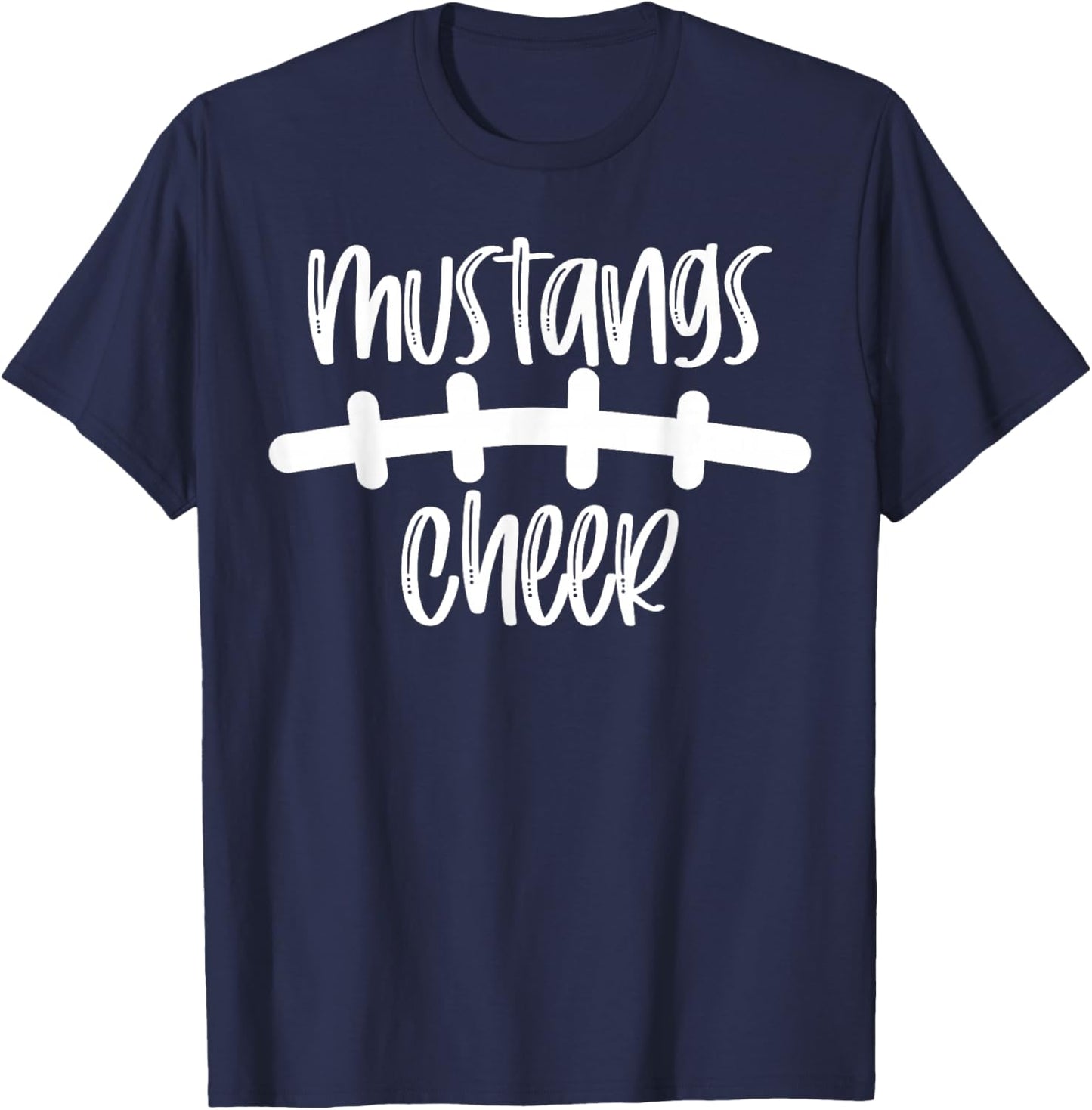 Mustangs Cheer School Spirit Football Team Mascot Game Night T-Shirt - T-Shirt | Navy