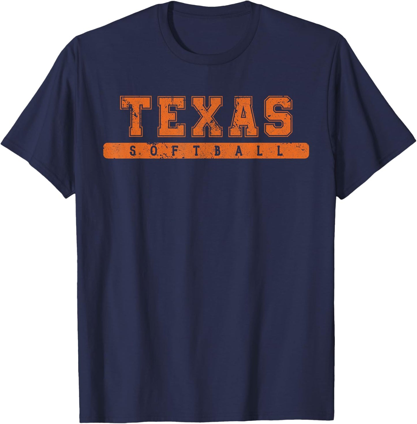 Texas Softball Orange Vintage Text T-Shirt - T-Shirt | Navy