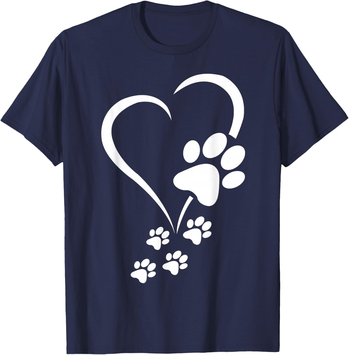 Baby Dogs Heart - Dog Paws Heart Print T-Shirt - T-Shirt | Navy