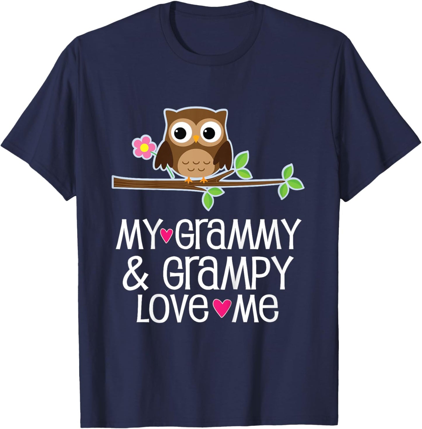 Kids My Grammy and Grampy Love Me Owl T-Shirt - T-Shirt | Navy