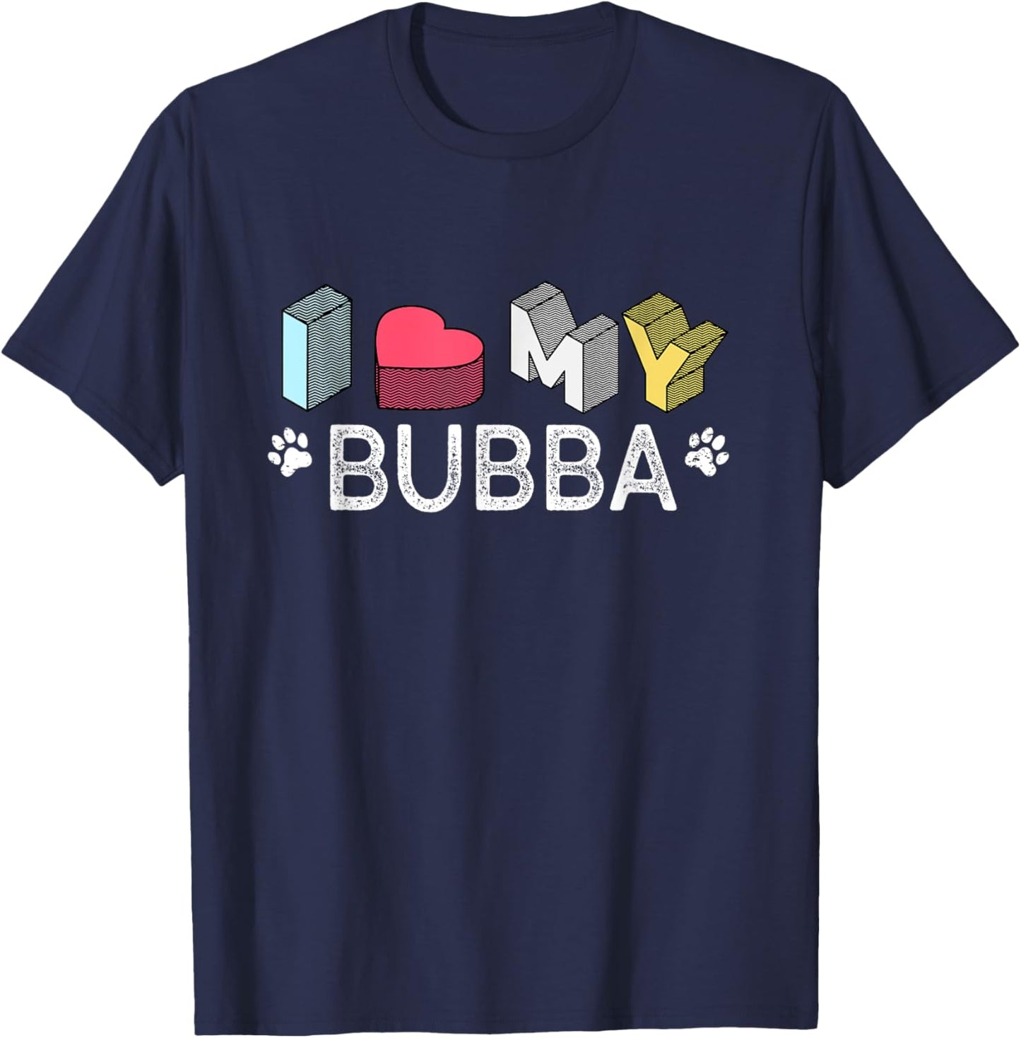 Bubba Personalized Dog Name Bubba Pet Lover Men Women Kids T-Shirt - T-Shirt | Navy