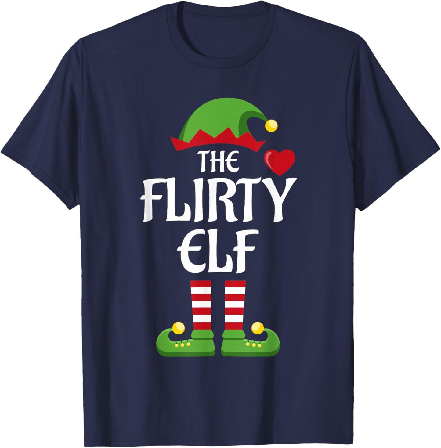 Flirty Elf Family Matching Group Christmas T-Shirt - T-Shirt | Navy