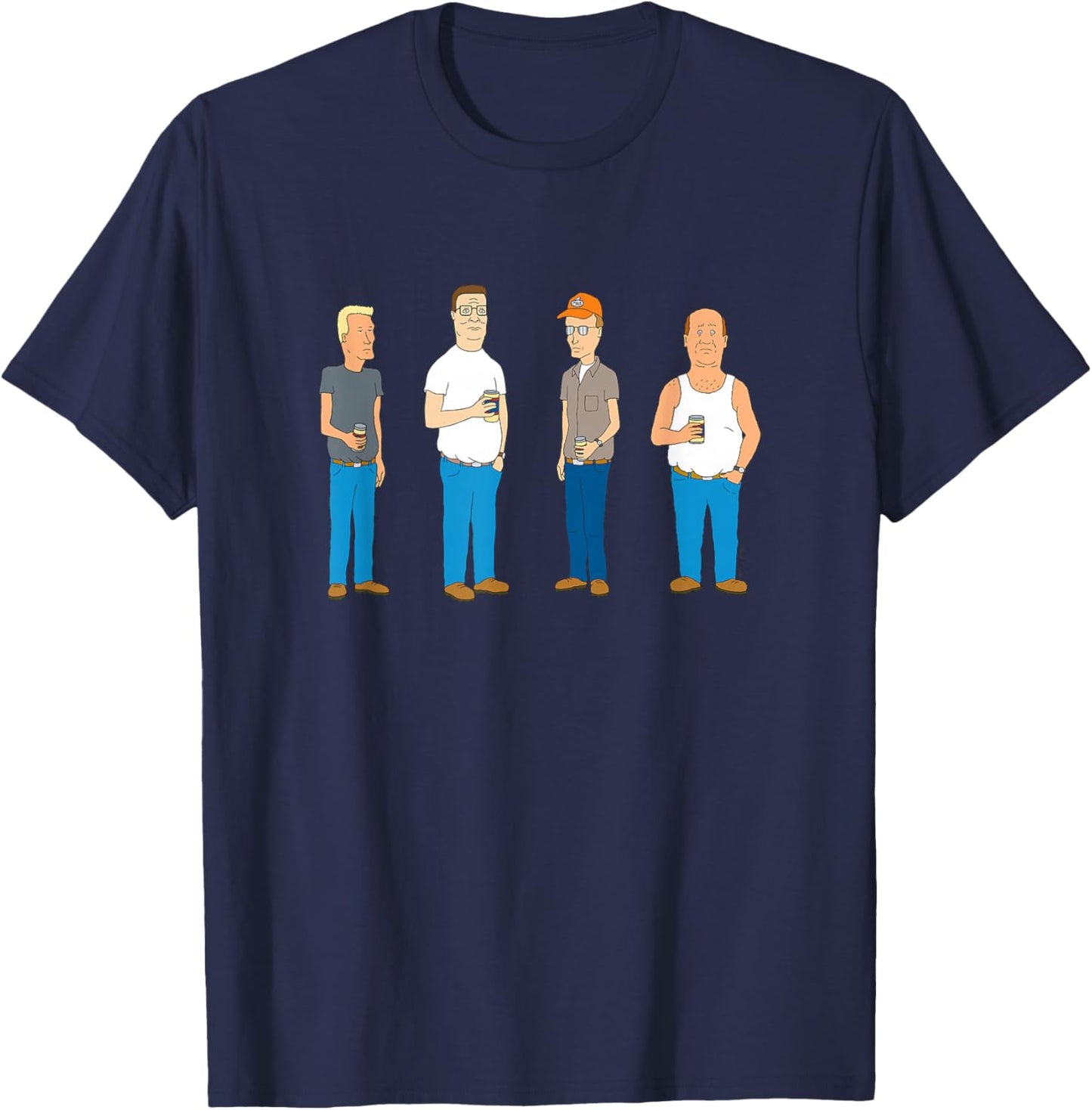 King of The Hill Four Guys in The Alley Cartoon T-Shirt - T-Shirt | Navy