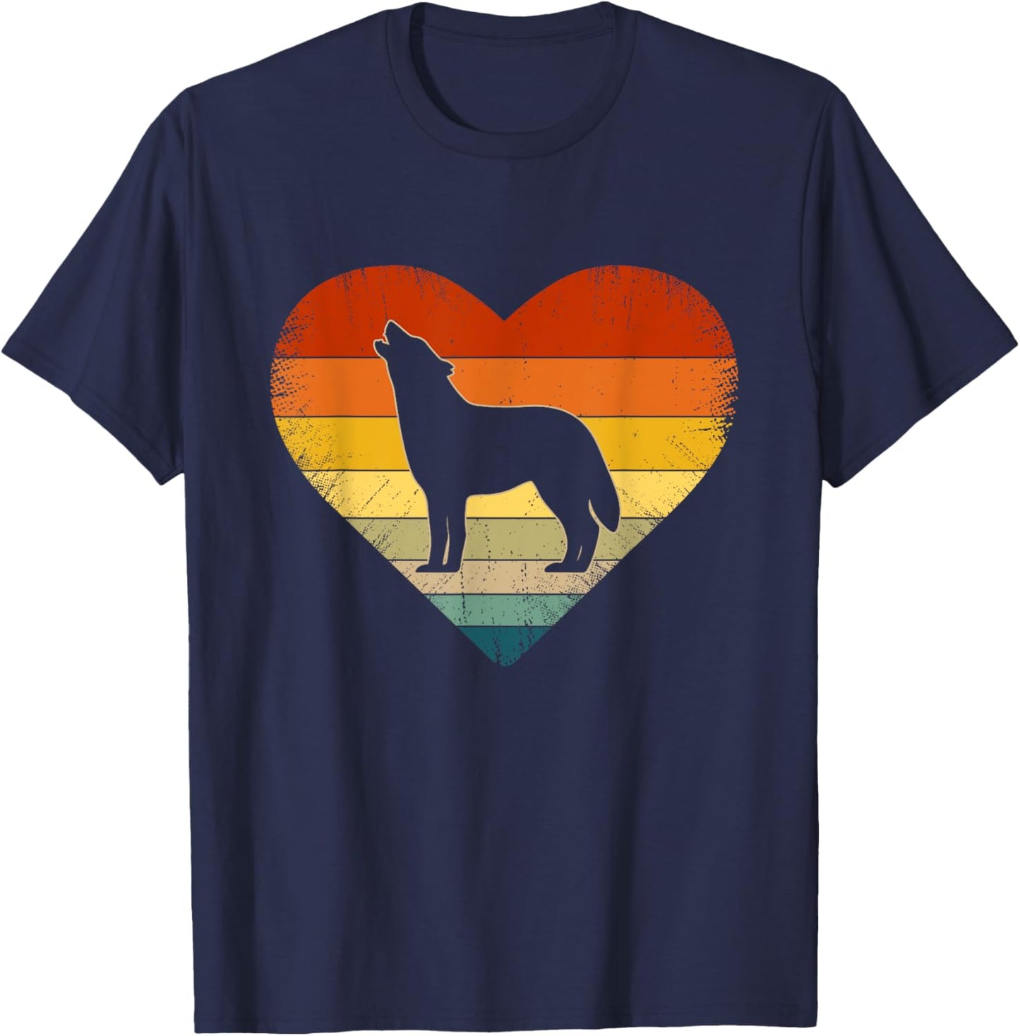 Wolf Themed Graphic Women Funny Valentines Day T-Shirt - T-Shirt | Navy