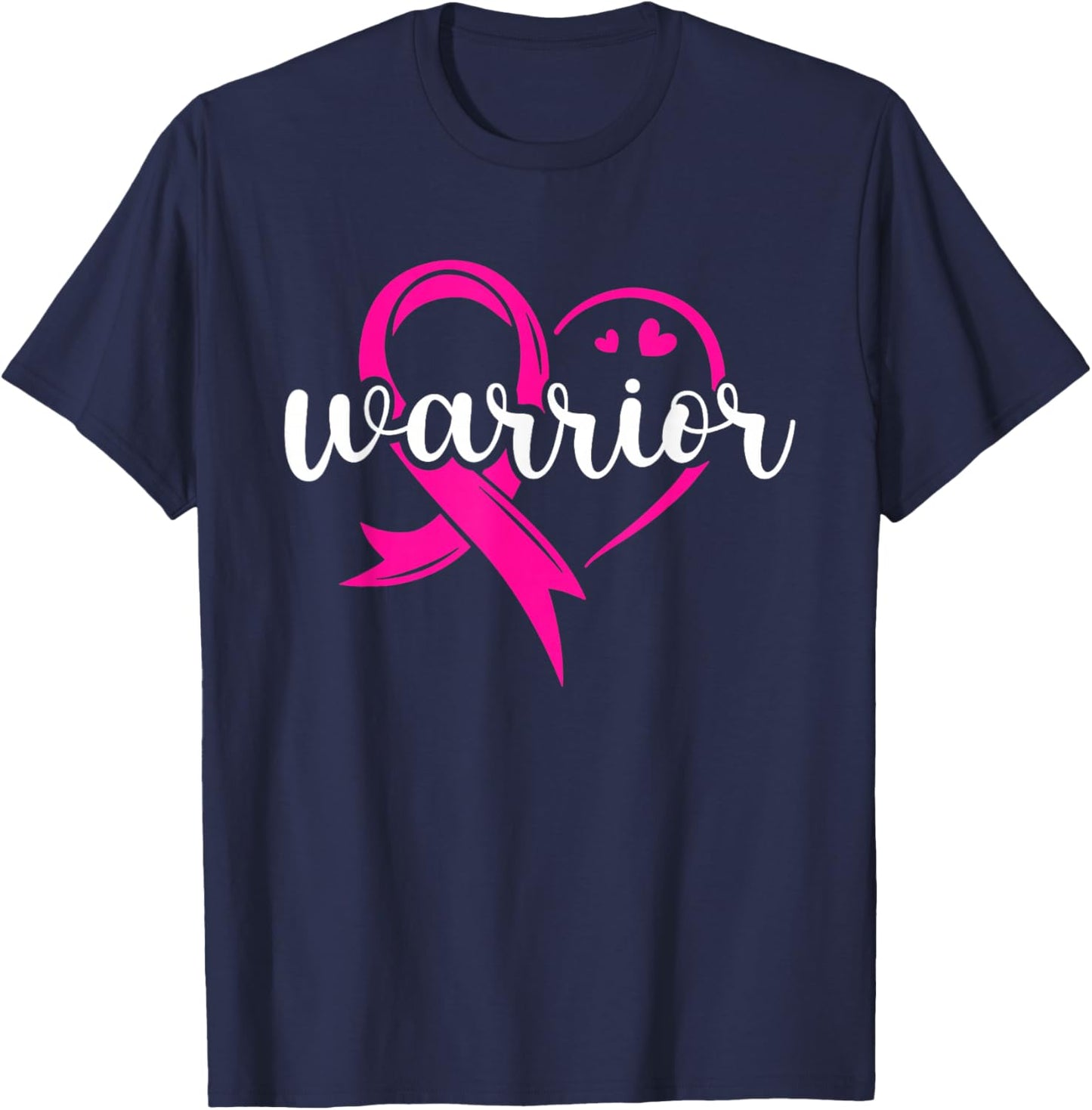 Warrior Pink Ribbon Breast Cancer Fighter T-Shirt - T-Shirt | Navy