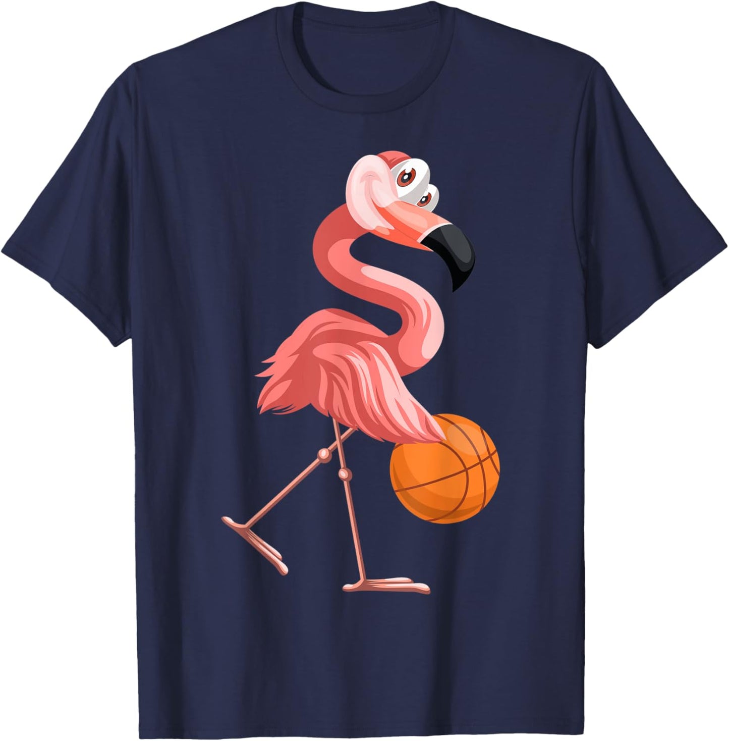 Funny Flamingo Playing Basketball Flamingo Basketball T-Shirt - T-Shirt | Navy