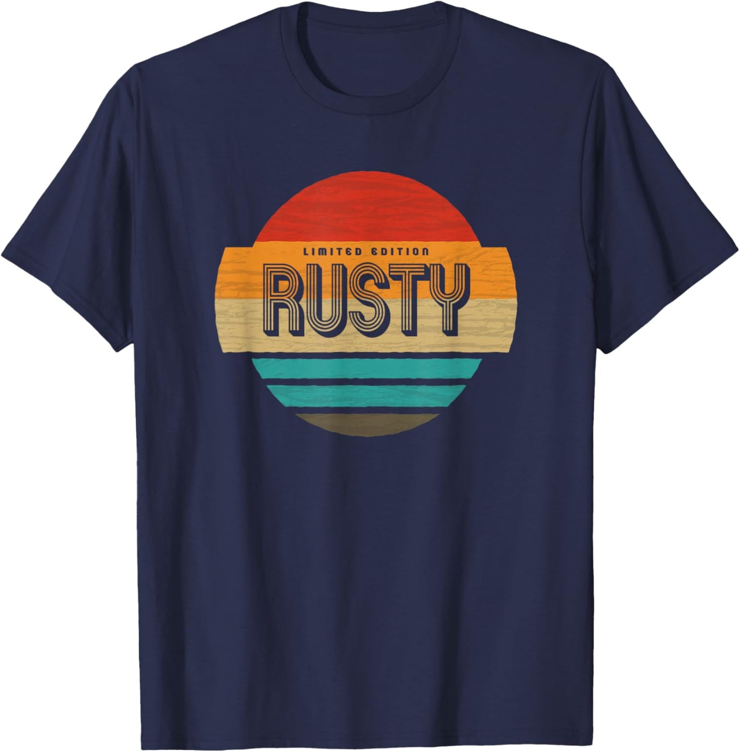 Rusty Name Retro Vintage Sunset Limited Edition T-Shirt - T-Shirt | Navy