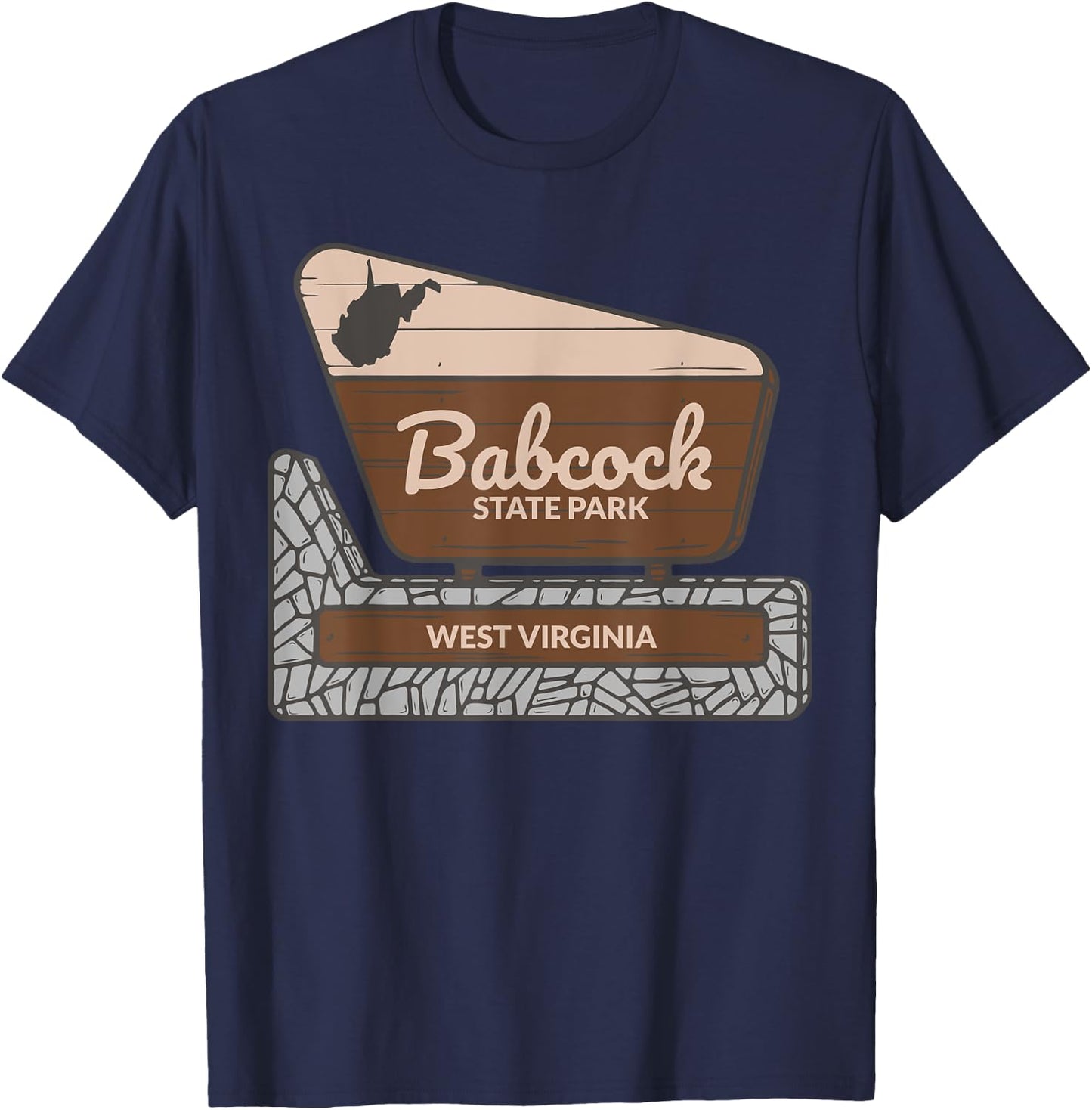 Babcock State Park West Virginia Welcome Sign Souvenir T-Shirt - T-Shirt | Navy