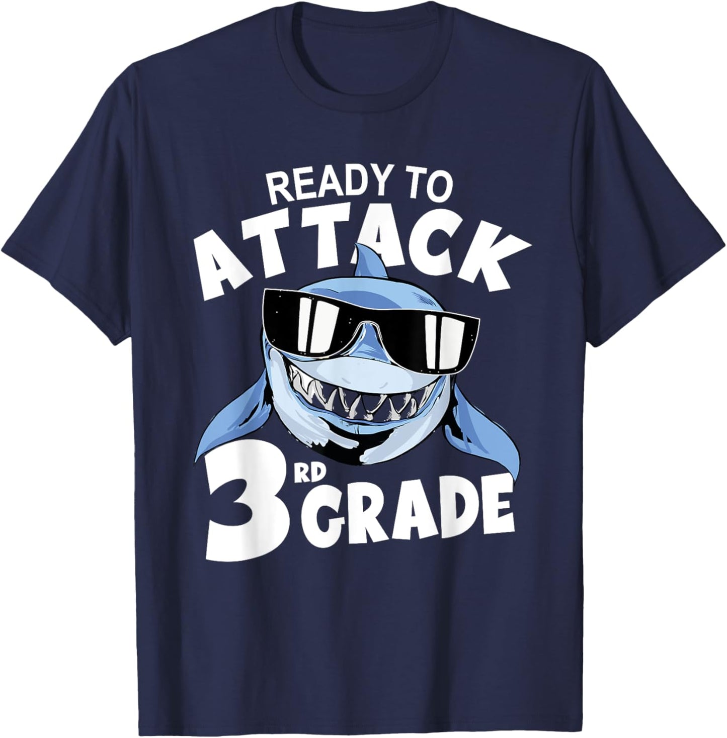 Ready to Attack 3rd Grade Shark School Boy Back To School T-Shirt - T-Shirt | Navy