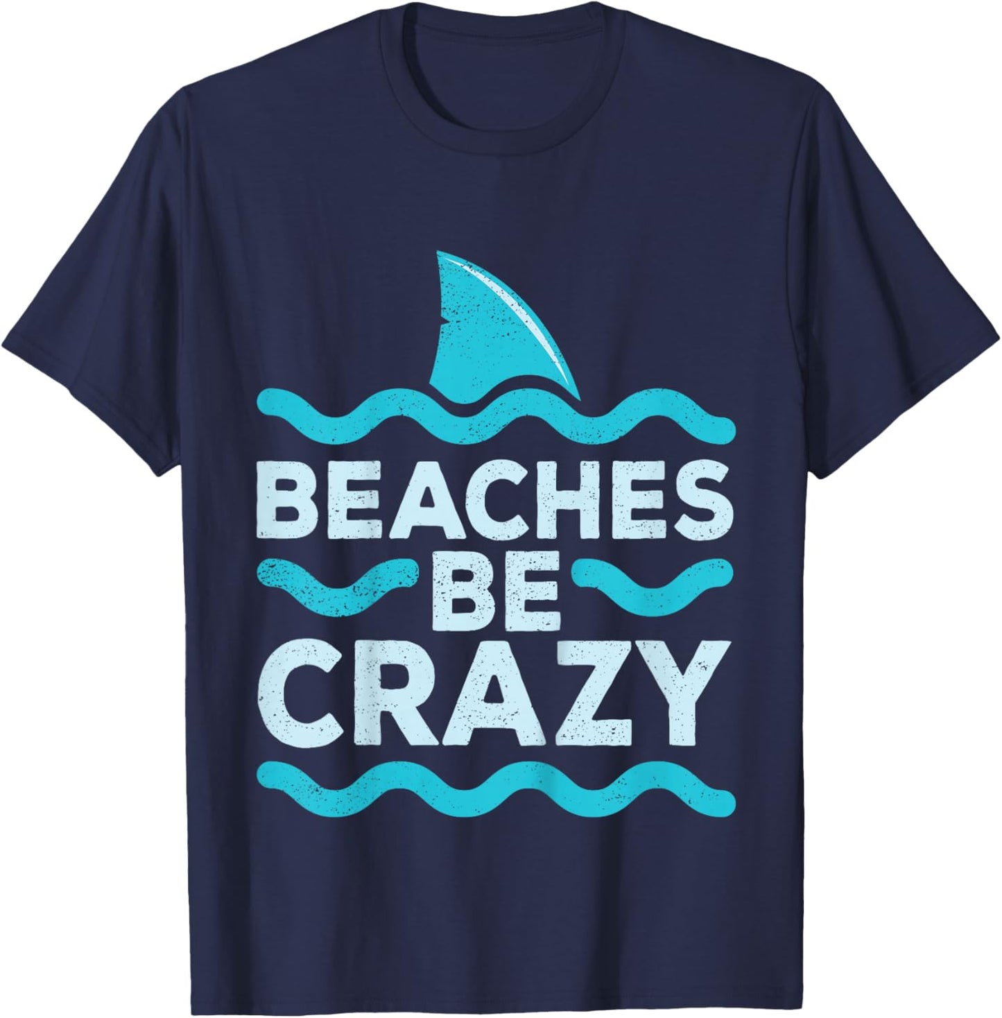 Kids Funny Beaches Be Crazy Shark Kids Beach Vacation Summer T-Shirt - T-Shirt | Navy