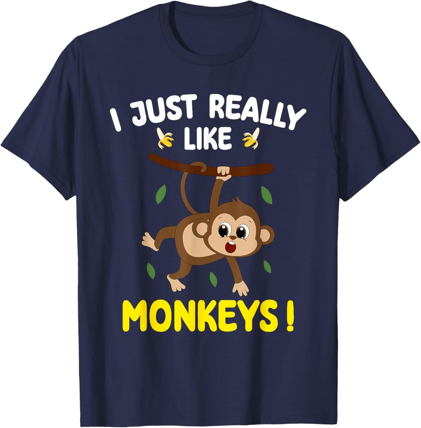 I Just Really Like Monkeys Cute Monkey toddler boy kids T-Shirt - T-Shirt | Navy