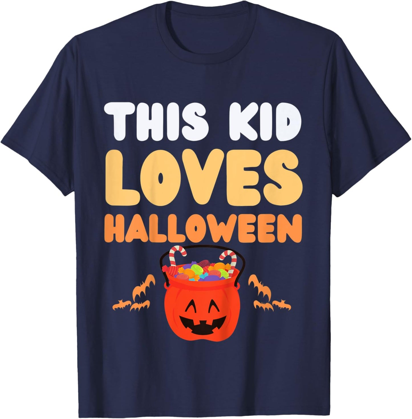 Kids This Kid Loves Halloween Fun Novelty Kids Funny Holidays T-Shirt - T-Shirt | Navy