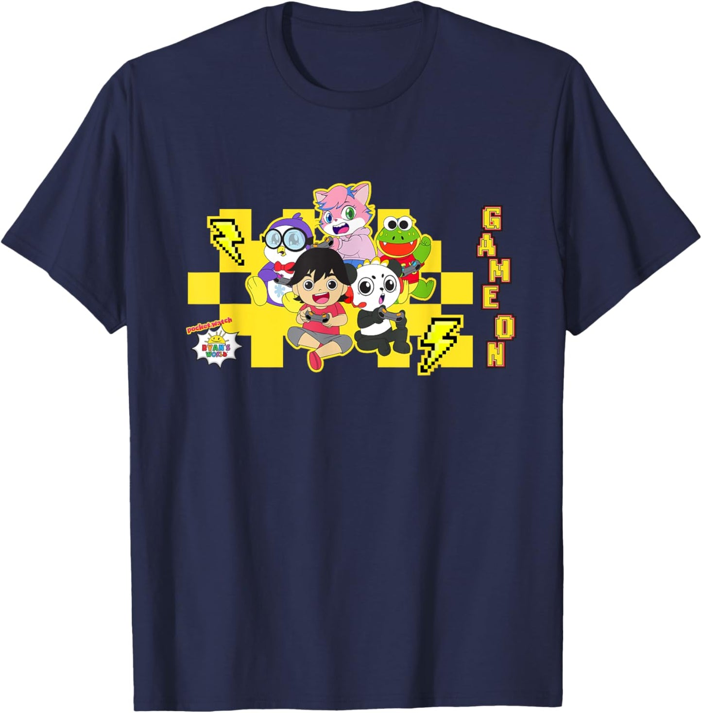 RYAN'S WORLD Game On - -Kids & Adults - Black - Small T-Shirt - T-Shirt | Navy