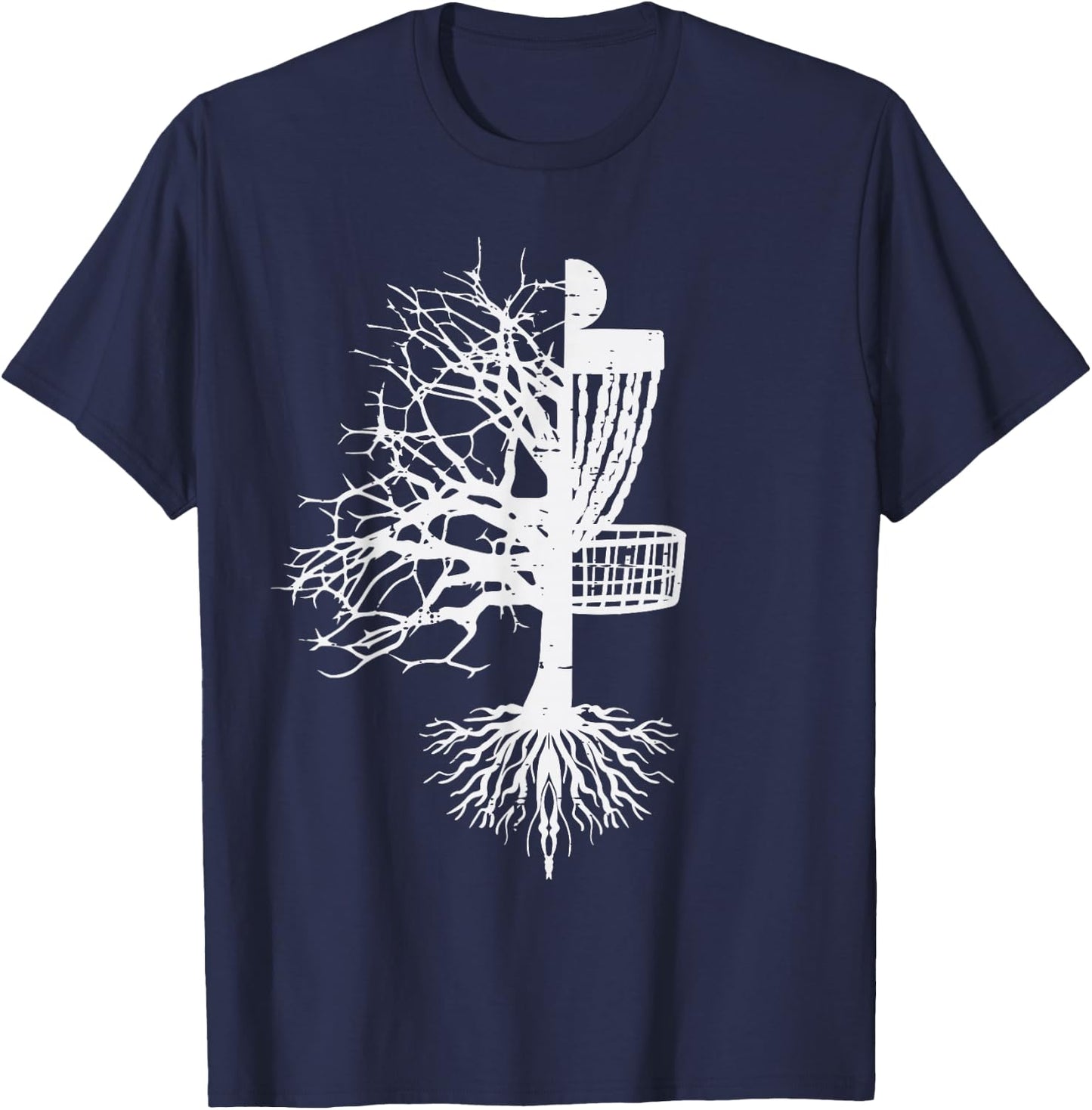 Half Disc Golf Basket Tree Funny Frisbee Frolf Men Women Kid T-Shirt - T-Shirt | Navy