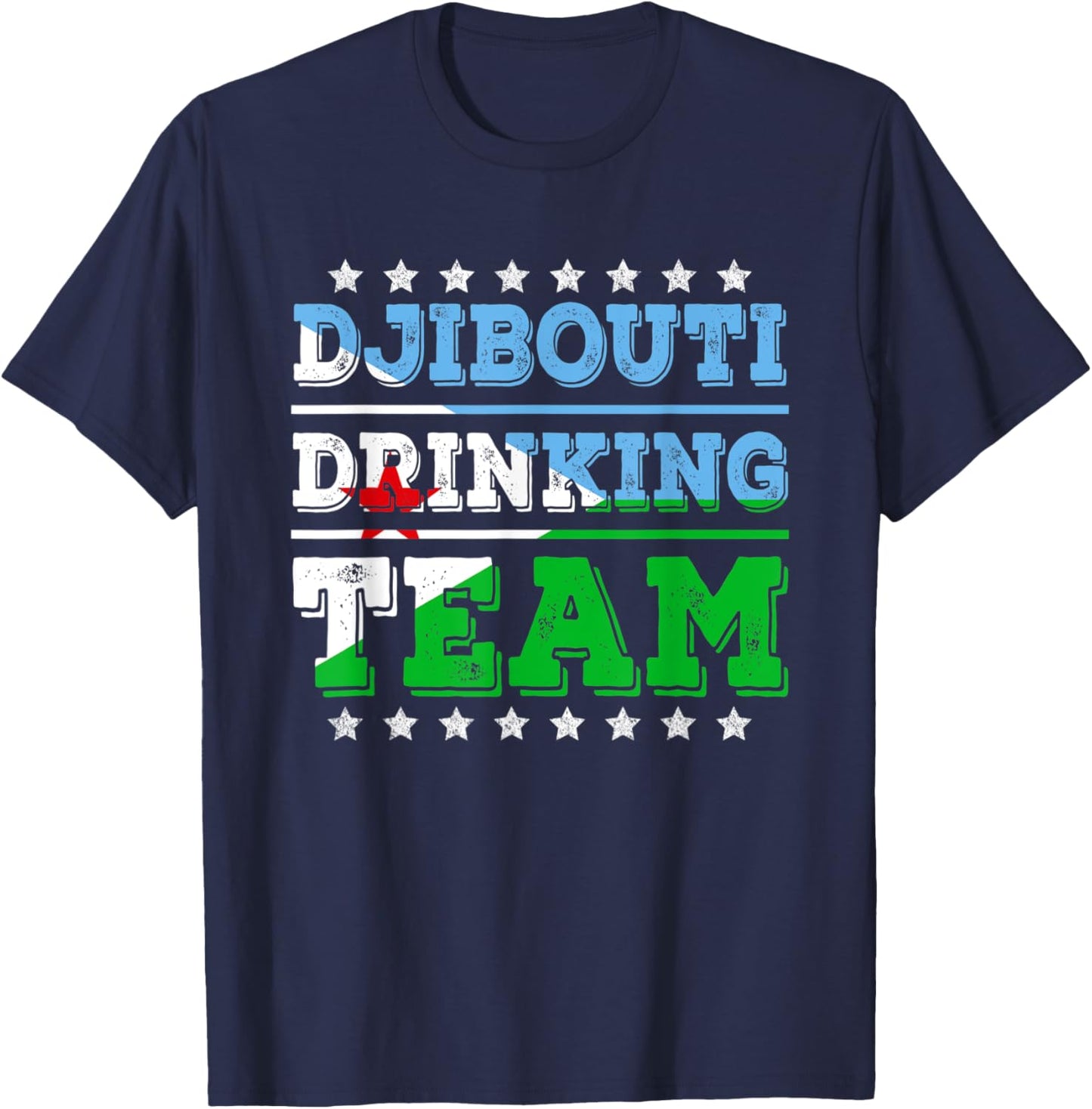 Djibouti Drinking Team Djibouti Flag Funny Drinking T-Shirt - T-Shirt | Navy