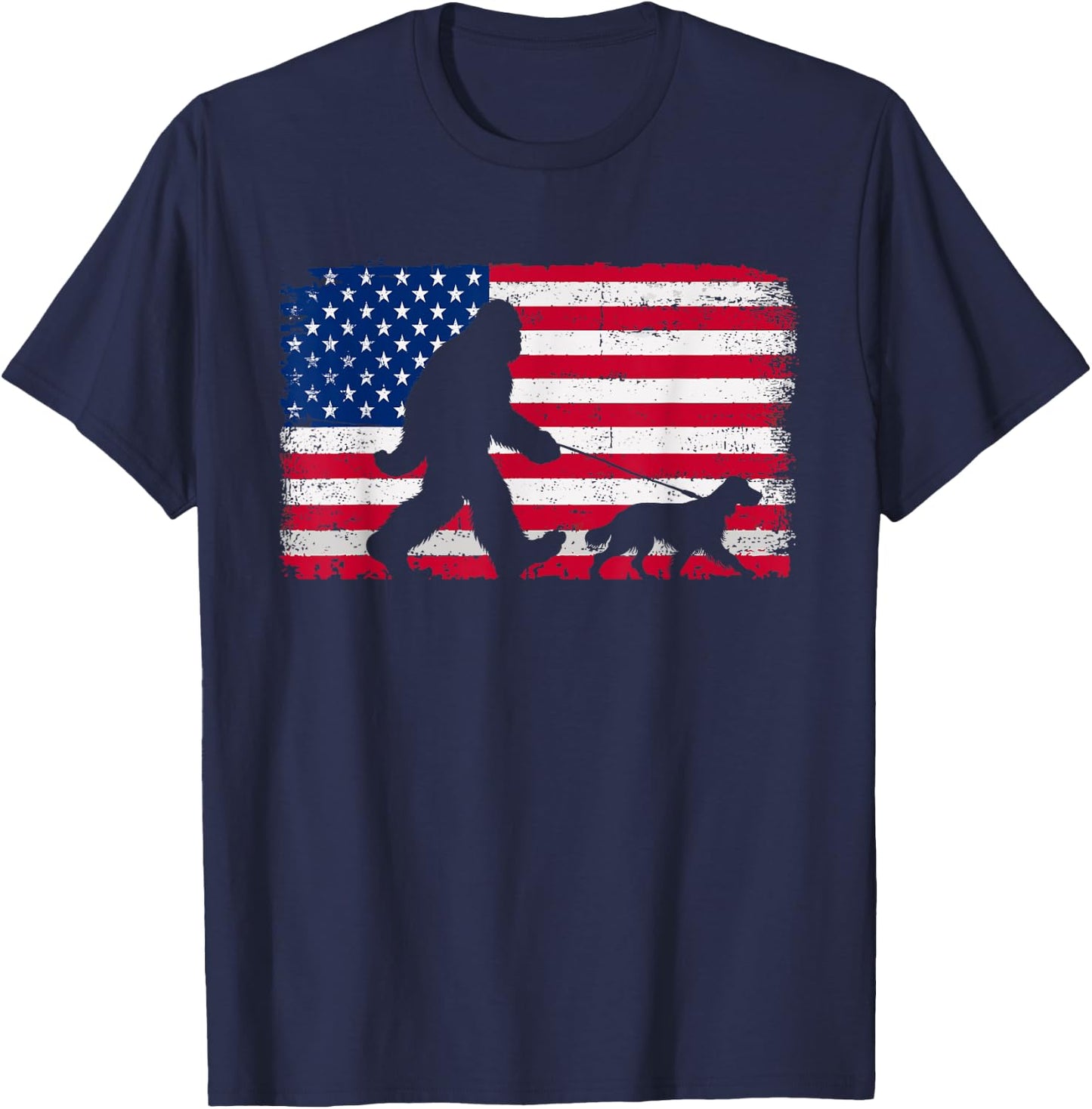 Retro English Setter 4th of July US American Flag Patriotic T-Shirt - T-Shirt | Navy