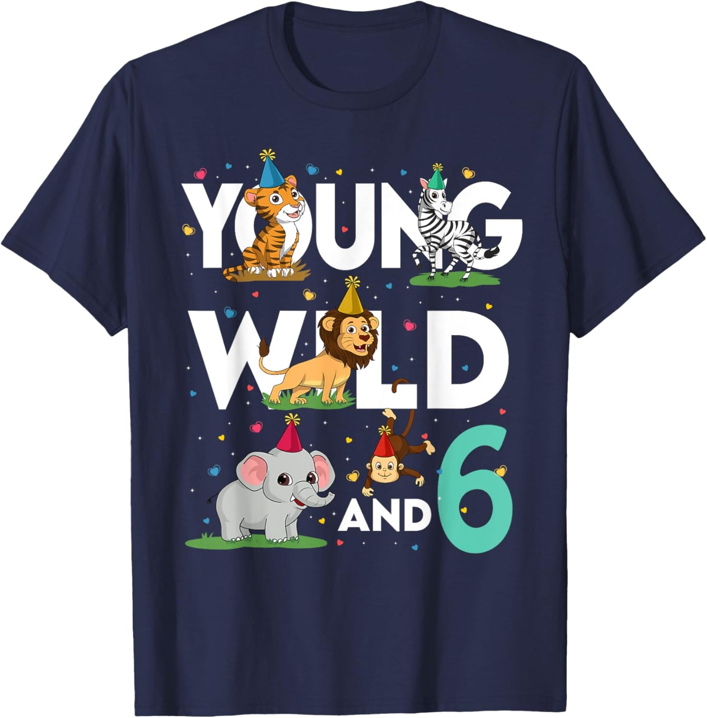 6 Year Old Zoo Birthday Shirt Safari Jungle Animal 6th T-Shirt - T-Shirt | Navy