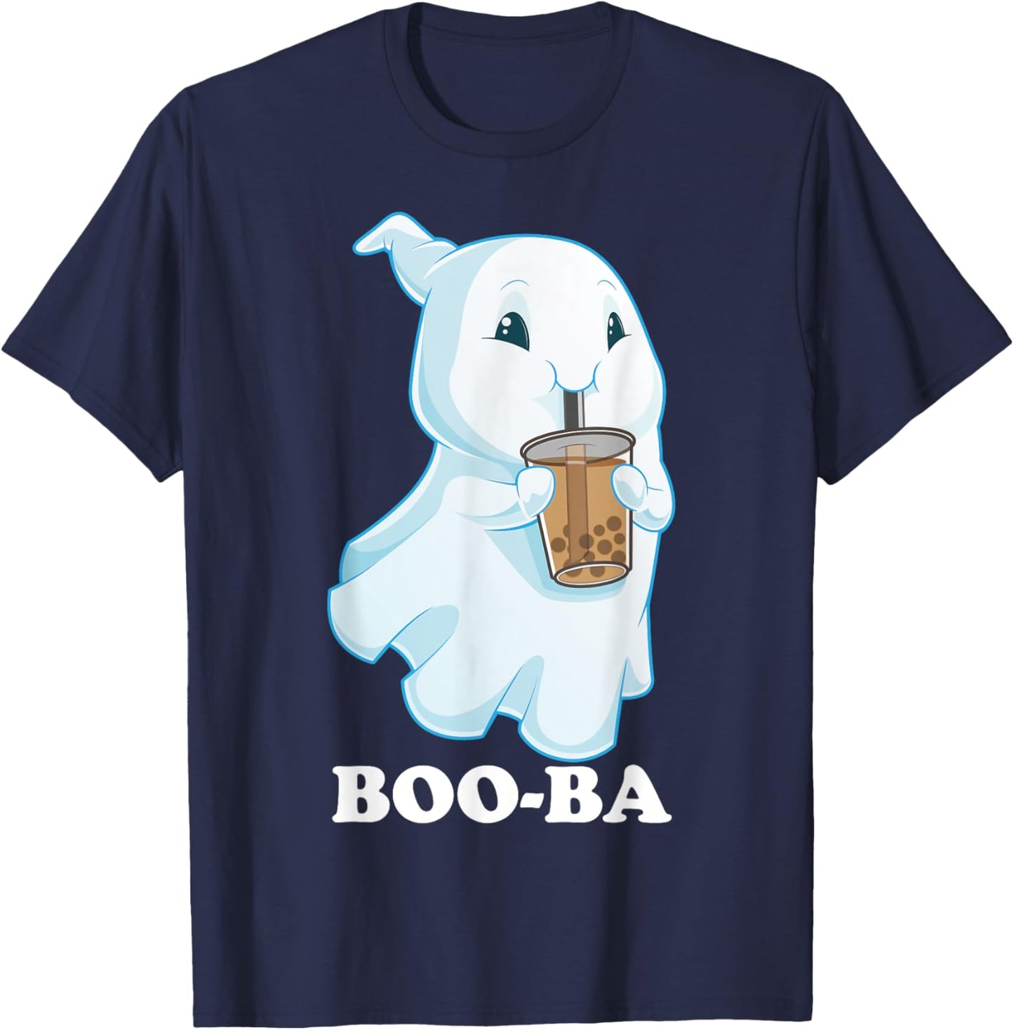 Boo-Ba Ghost Boba Bubble Tea Milk Halloween Costume T-Shirt - T-Shirt | Navy