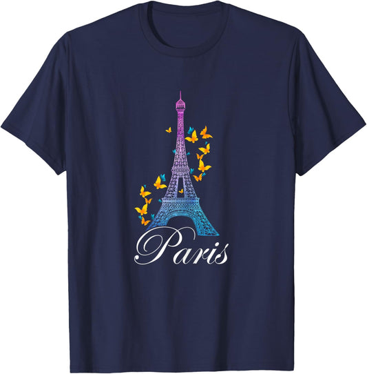 Eiffel Tower Paris Holiday France Shirt Souvenir Women Kids T-Shirt - T-Shirt | Navy