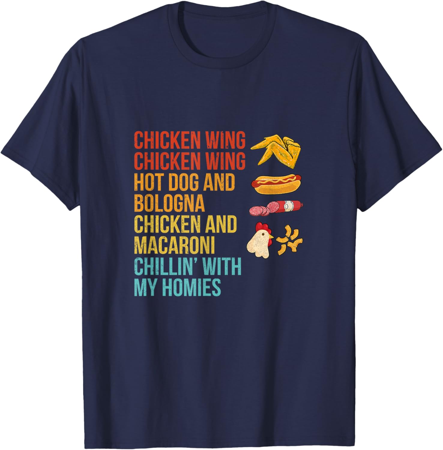 Chicken Wing Chicken Wing Hot Dog and Bologna T-Shirt - T-Shirt | Navy