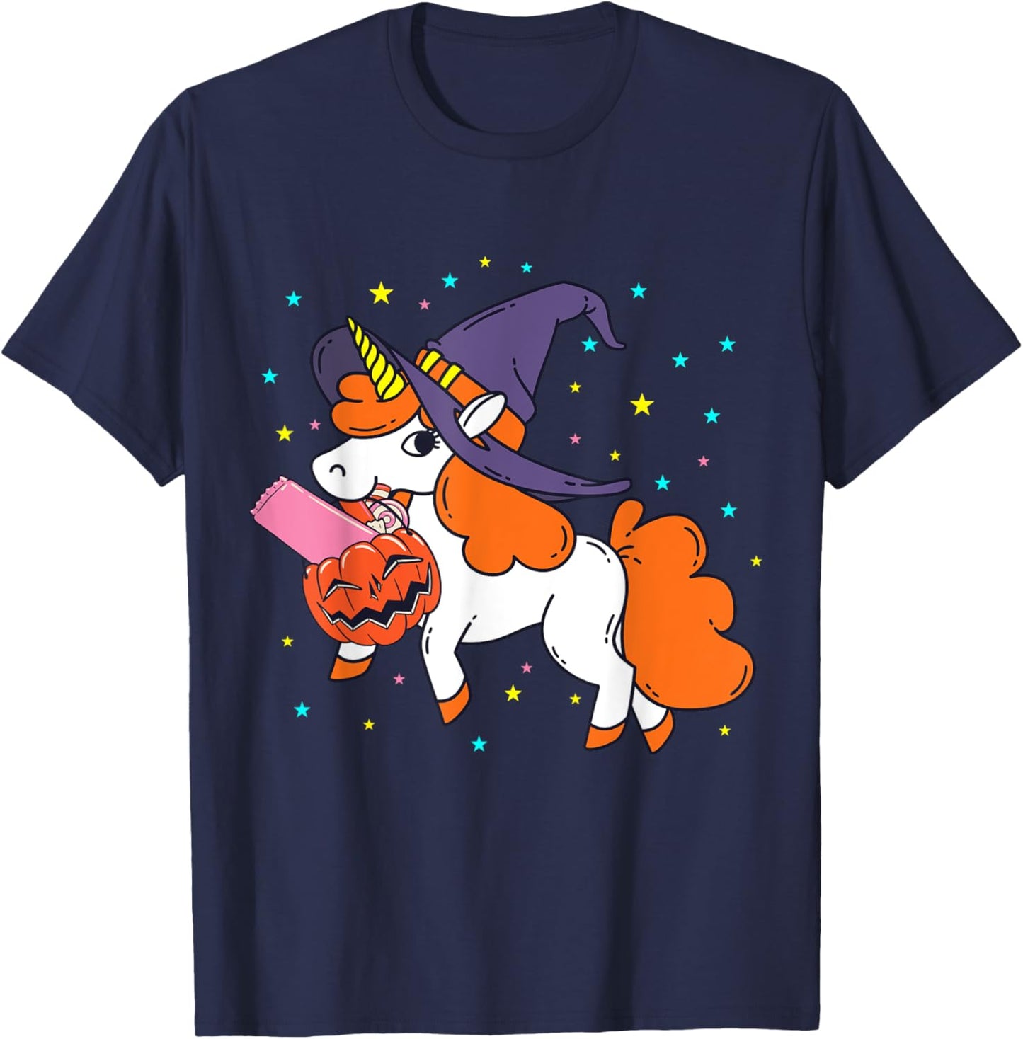 Halloween Unicorn Girls Women Witchy Unicorn Halloween T-Shirt - T-Shirt | Navy
