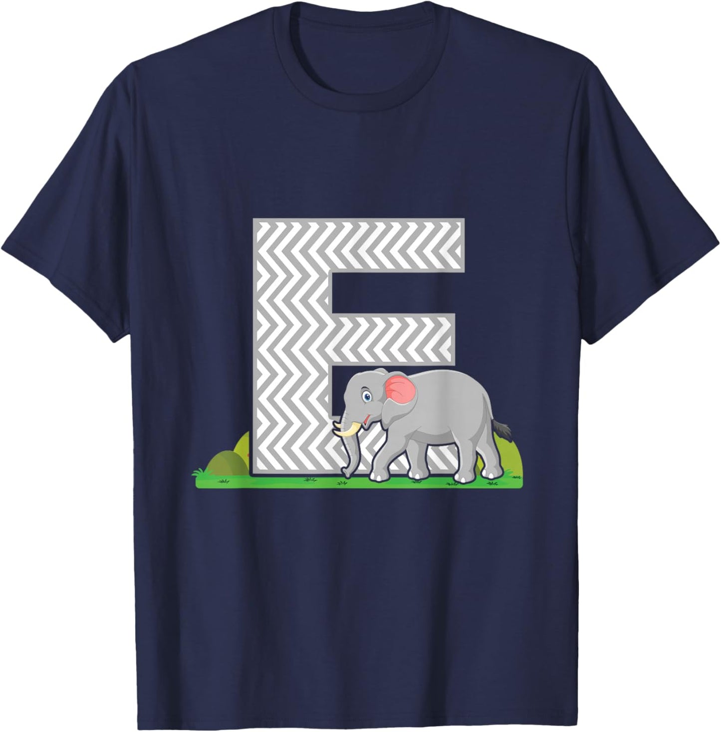 Letter E Elephant Alphabet Last Name Vowel Initials Animals T-Shirt - T-Shirt | Navy