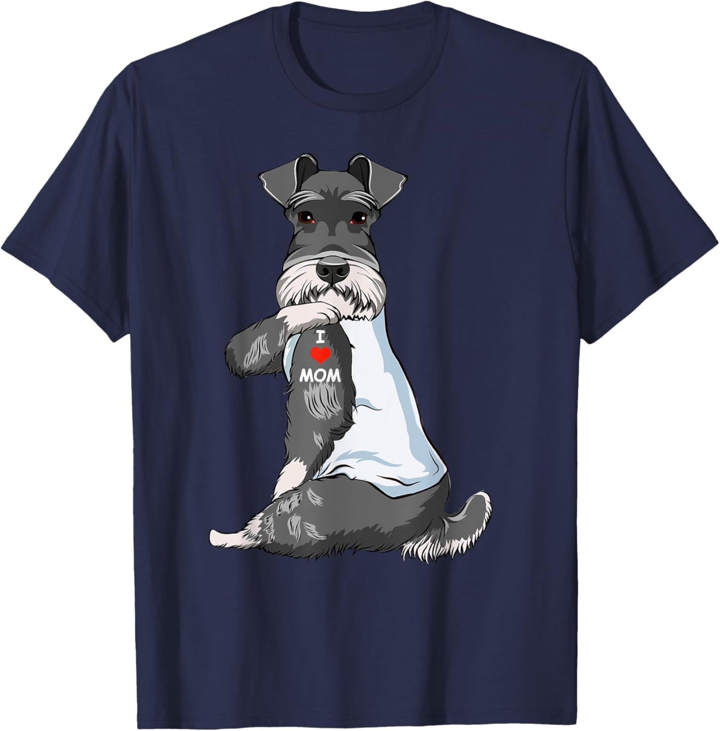 I Love Mom Tattoo Schnauzer Mom Dog Lover Women T-Shirt - T-Shirt | Navy