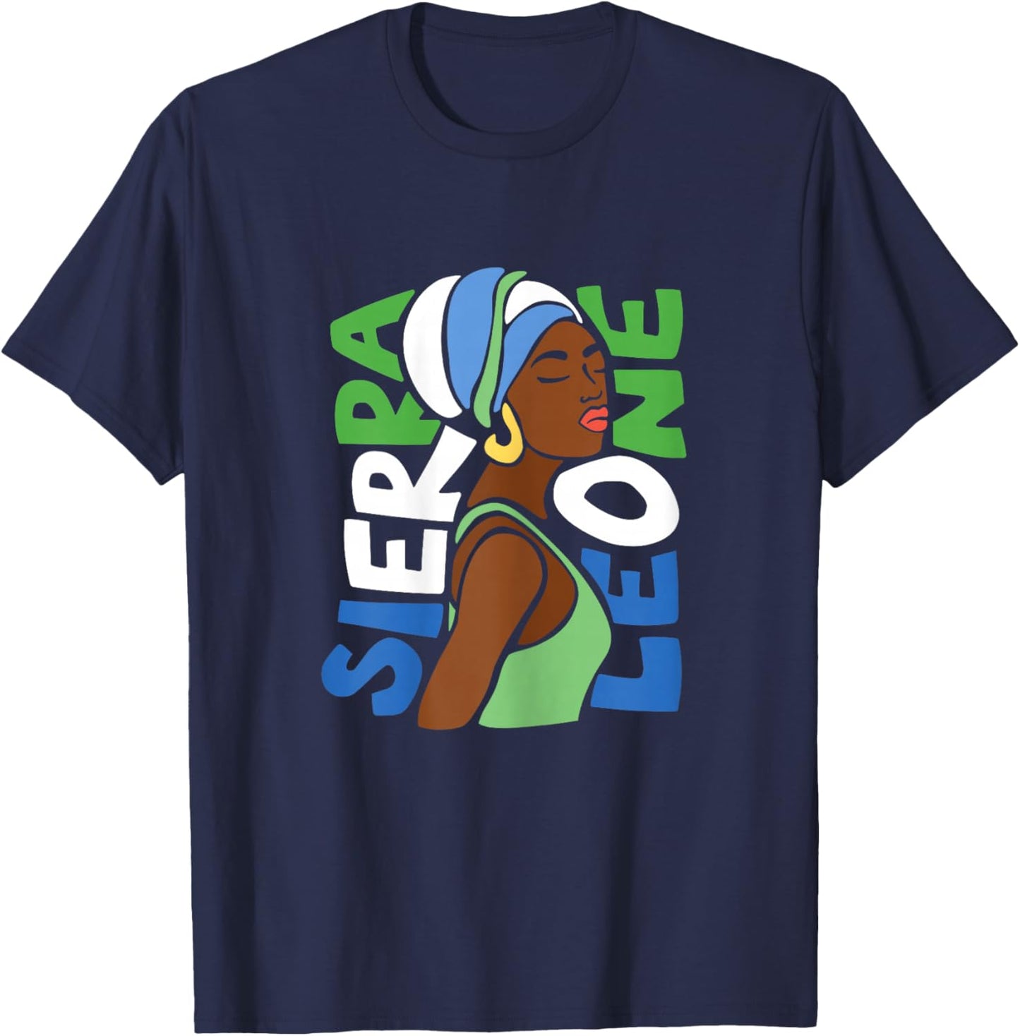 Sierra Leone Flag Ethnic African Heritage Black Woman Africa T-Shirt - T-Shirt | Navy