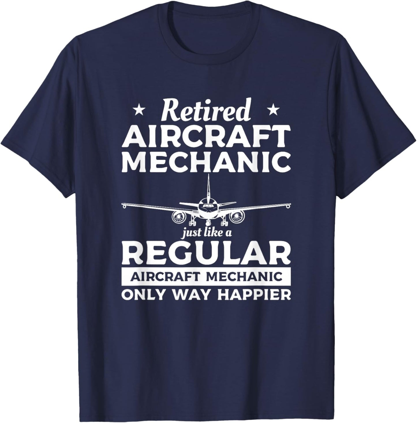 Retired Aircraft Mechanic Airplane Mechanics Retirement T-Shirt - T-Shirt | Navy
