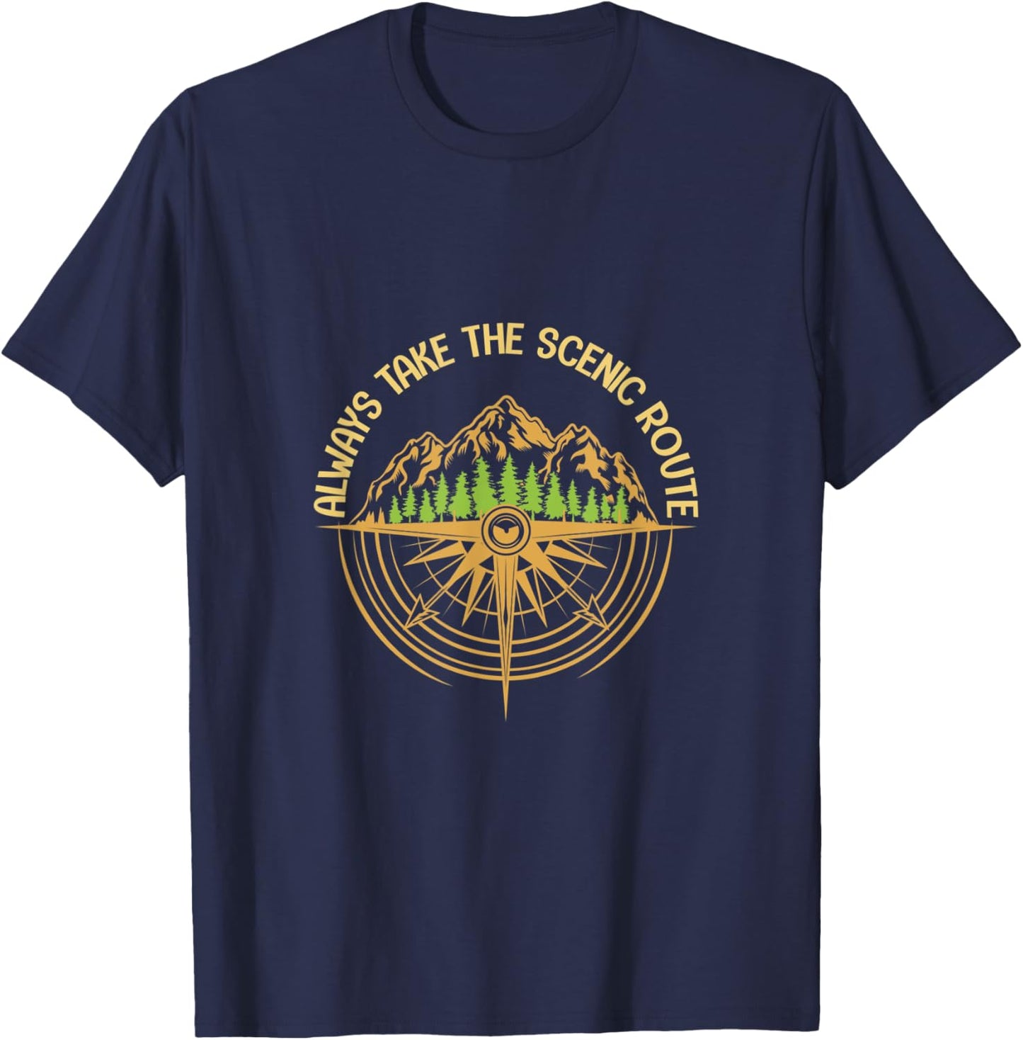 Always Take The Scenic Route - Hiking T-Shirt - T-Shirt | Navy