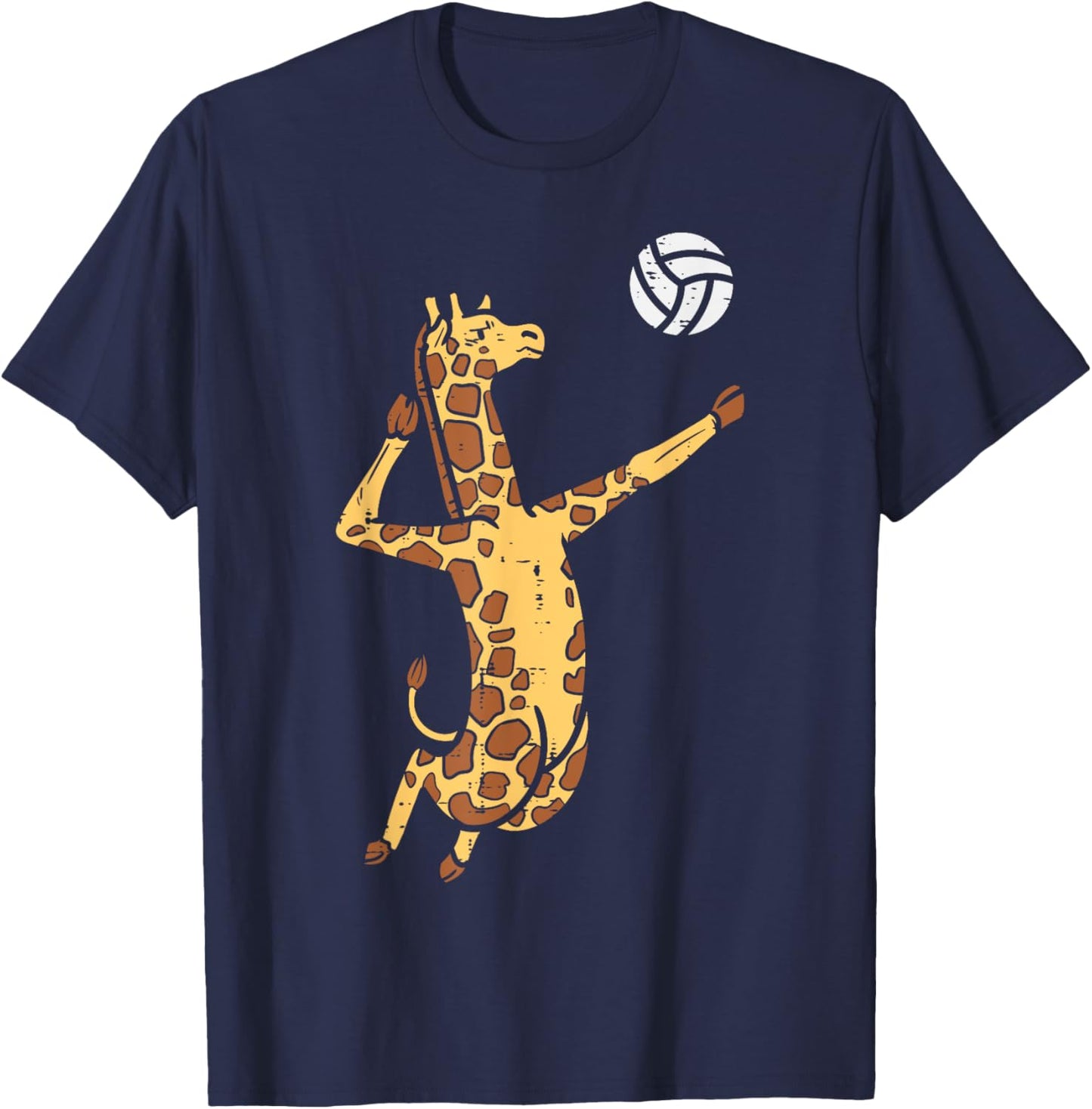 Giraffe Volleyball Spike Serve Player Spiker Boys Men Women T-Shirt - T-Shirt | Navy