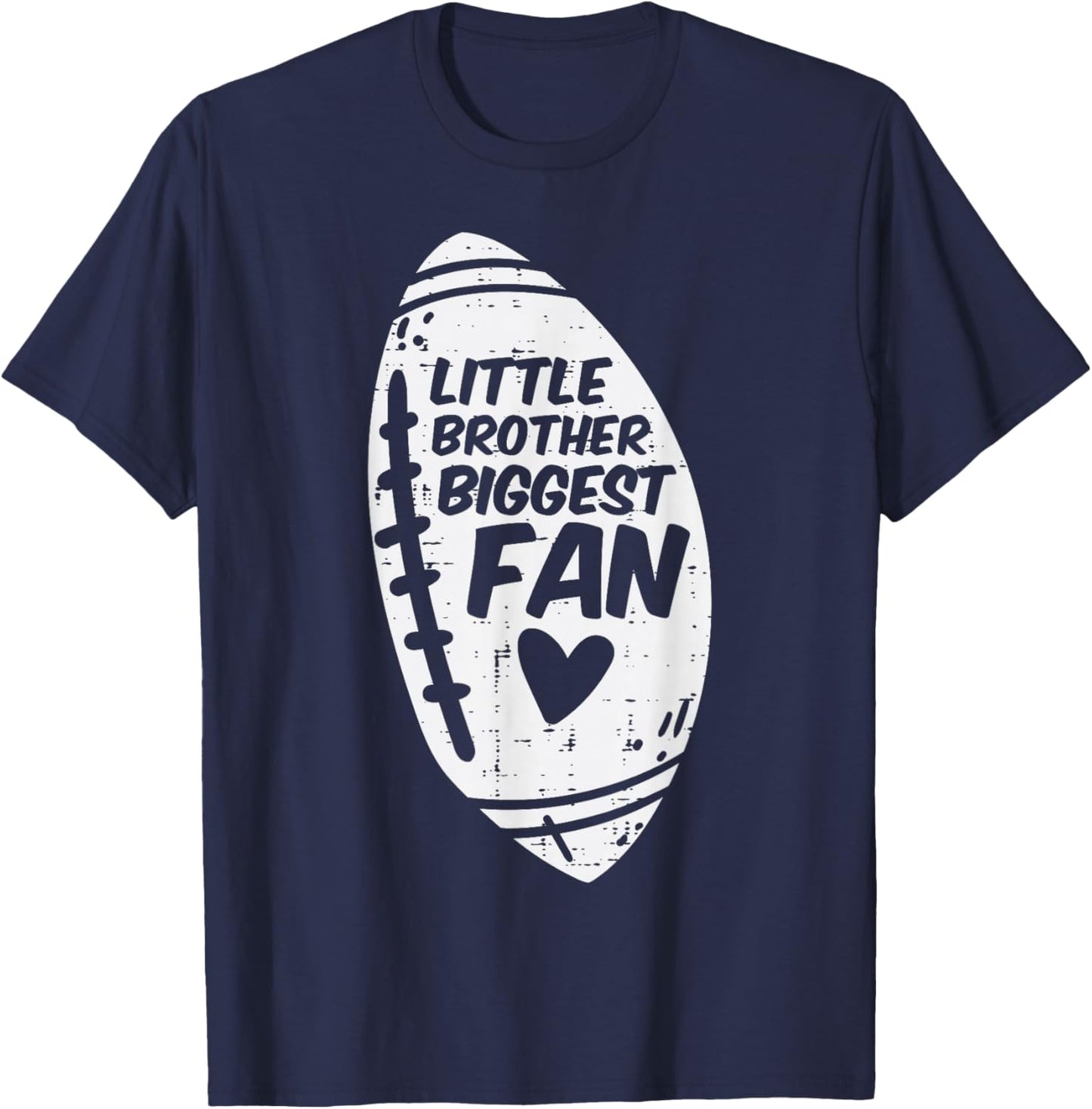 American Football Little Brother Biggest Fan Family Boys T-Shirt - T-Shirt | Navy