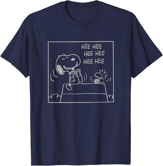 Peanuts Snoopy and Woodstock He He T-Shirt - T-Shirt | Navy